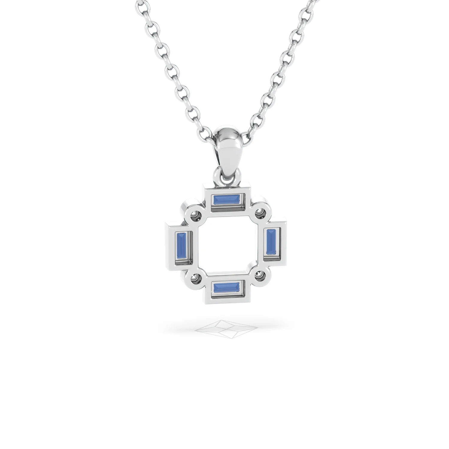 Forme 0.40ct Baguette Cut Lab Sapphire Pendant Necklace in Sterling Silver - Image 49
