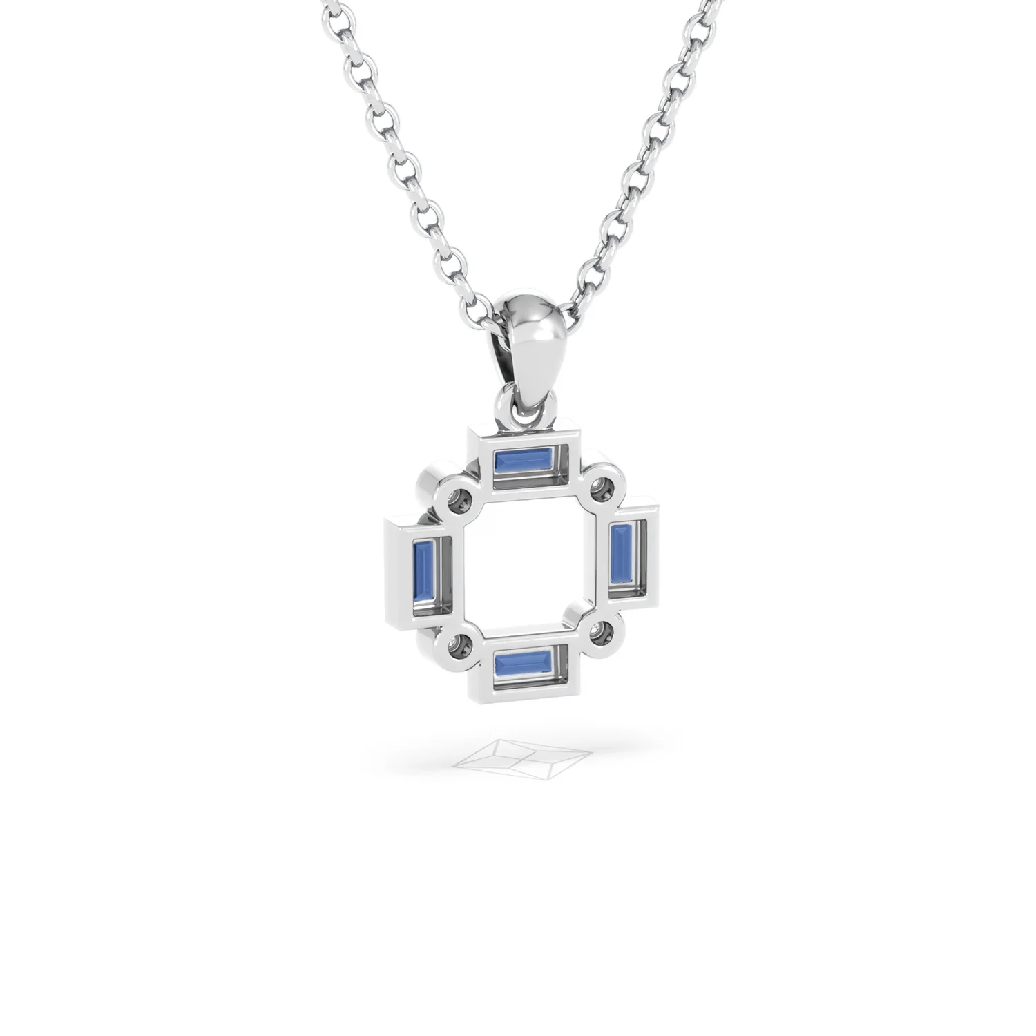 Forme 0.40ct Baguette Cut Lab Sapphire Pendant Necklace in Sterling Silver - Image 51