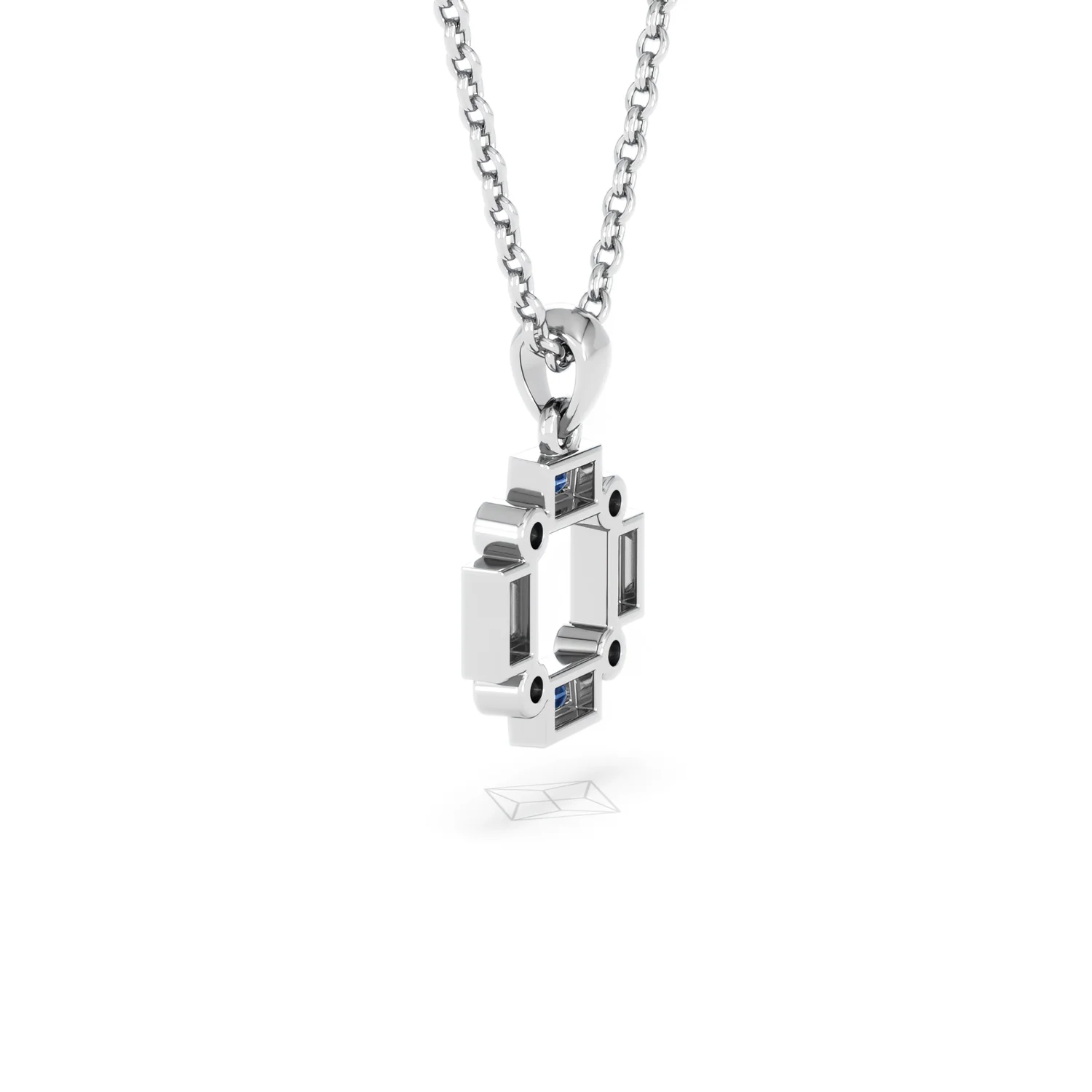 Forme 0.40ct Baguette Cut Lab Sapphire Pendant Necklace in Sterling Silver - Image 60