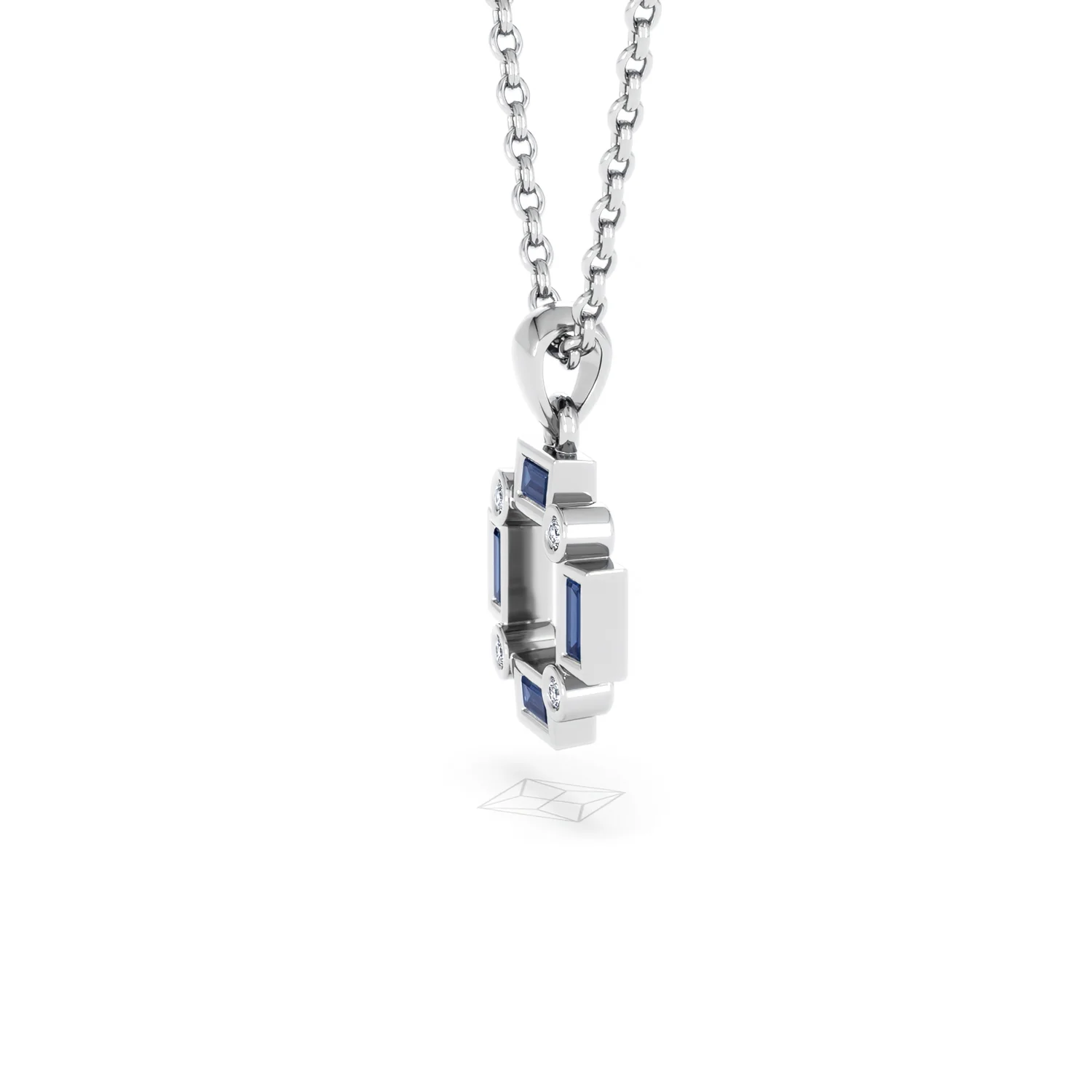 Forme 0.40ct Baguette Cut Lab Sapphire Pendant Necklace in Sterling Silver - Image 71