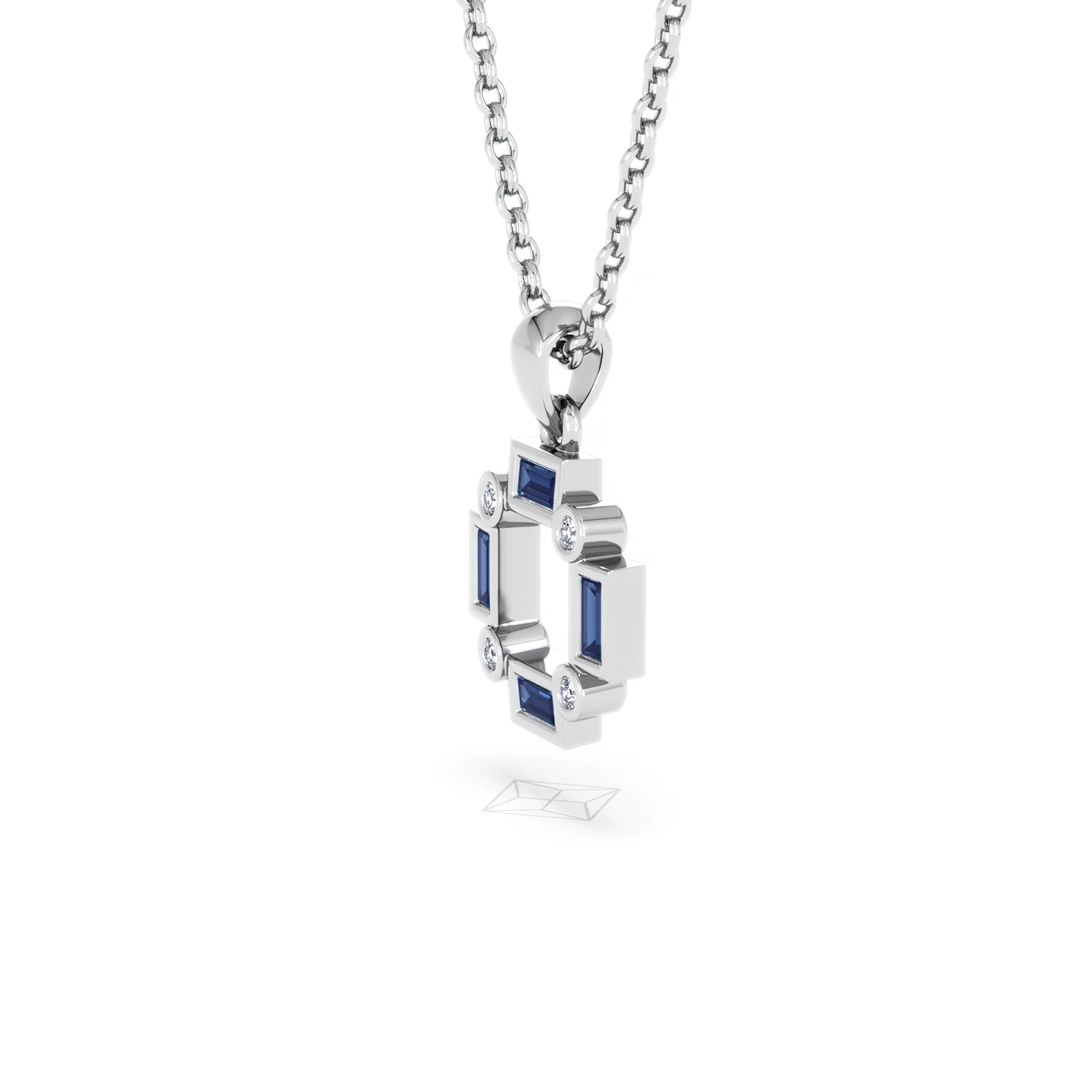Forme 0.40ct Baguette Cut Lab Sapphire Pendant Necklace in Sterling Silver - Image 73