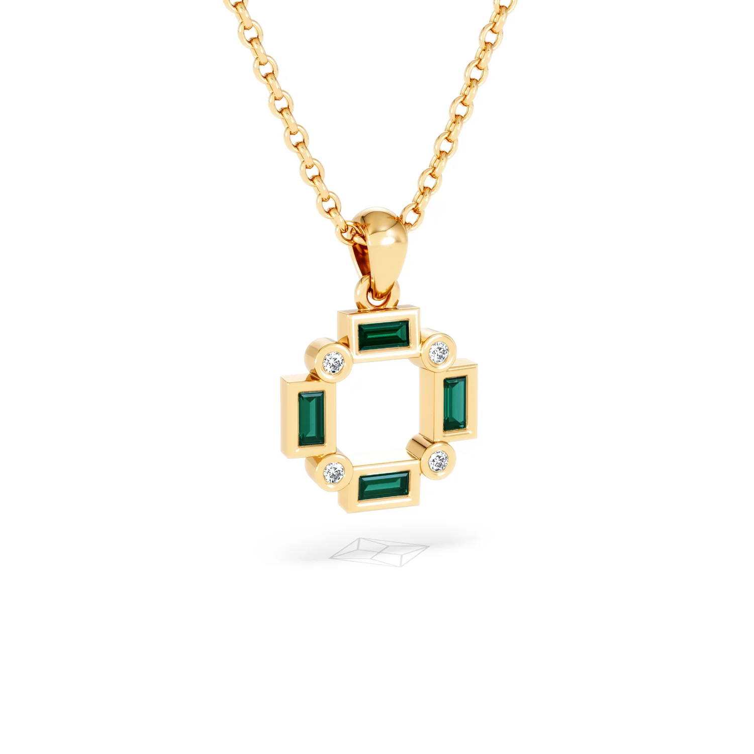 Forme 0.48ct Baguette Cut Lab Emerald Pendant Necklace in 18K Gold Vermeil - Image 12