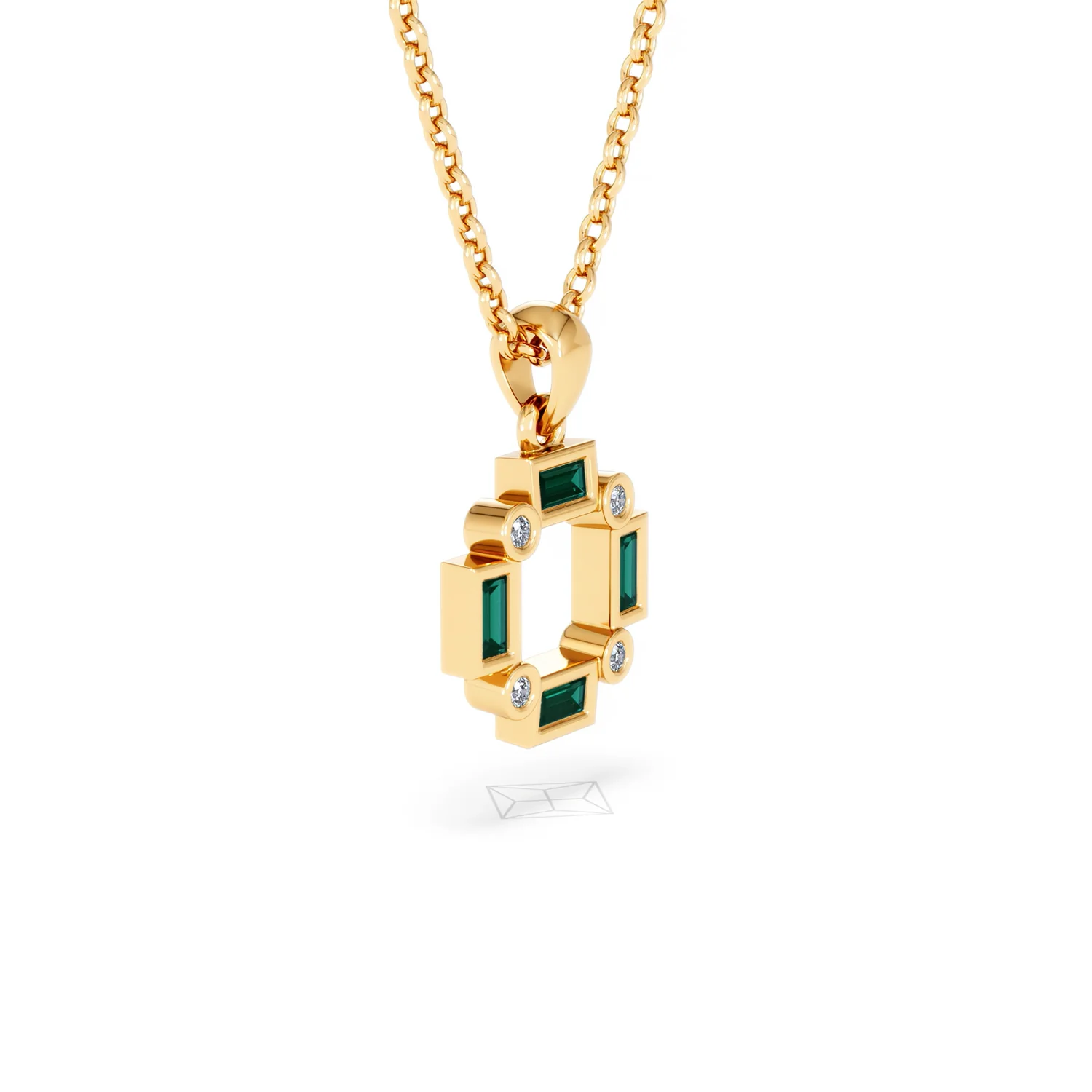 Forme 0.48ct Baguette Cut Lab Emerald Pendant Necklace in 18K Gold Vermeil - Image 19