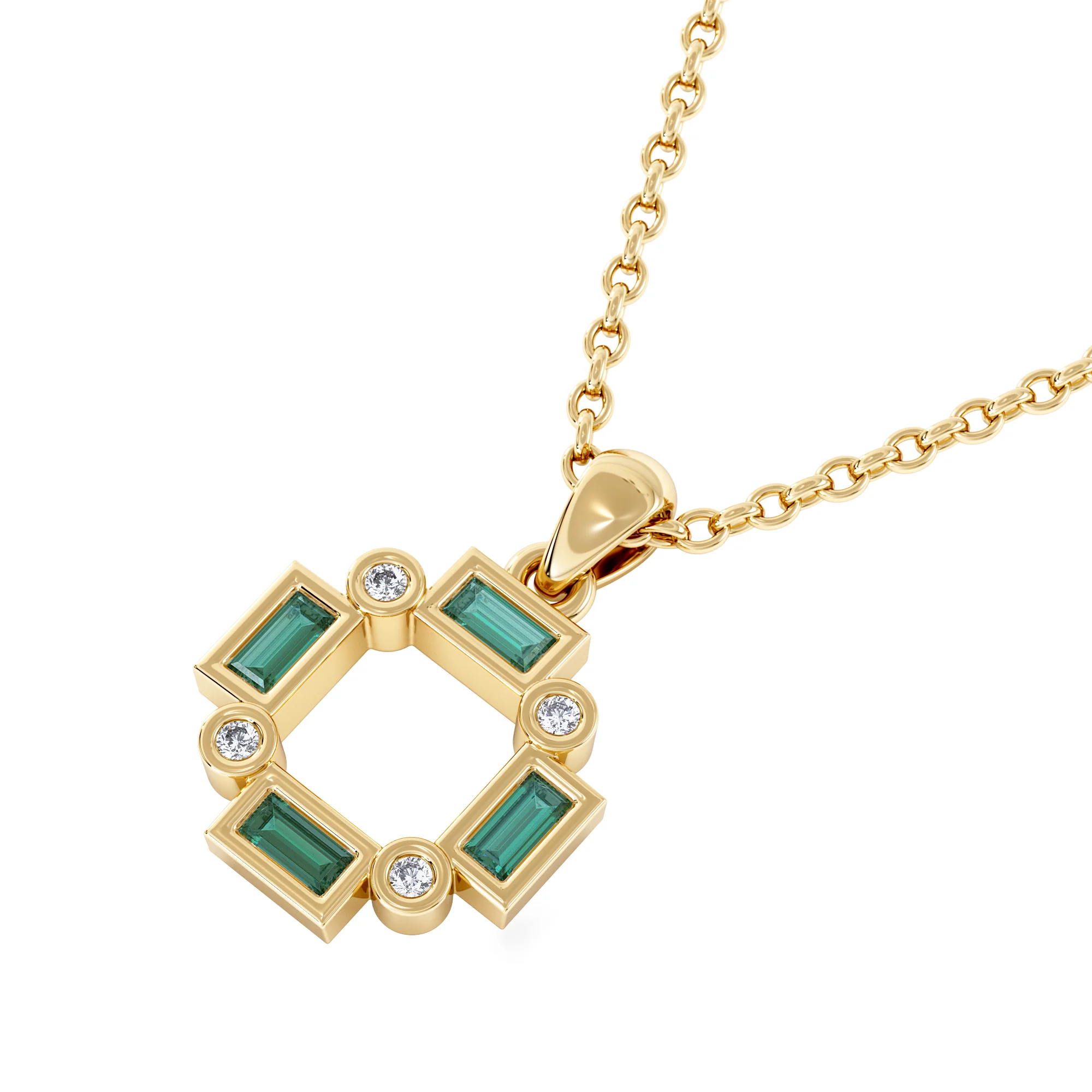 Forme 0.48ct Baguette Cut Lab Emerald Pendant Necklace in 18K Gold Vermeil - Image 3
