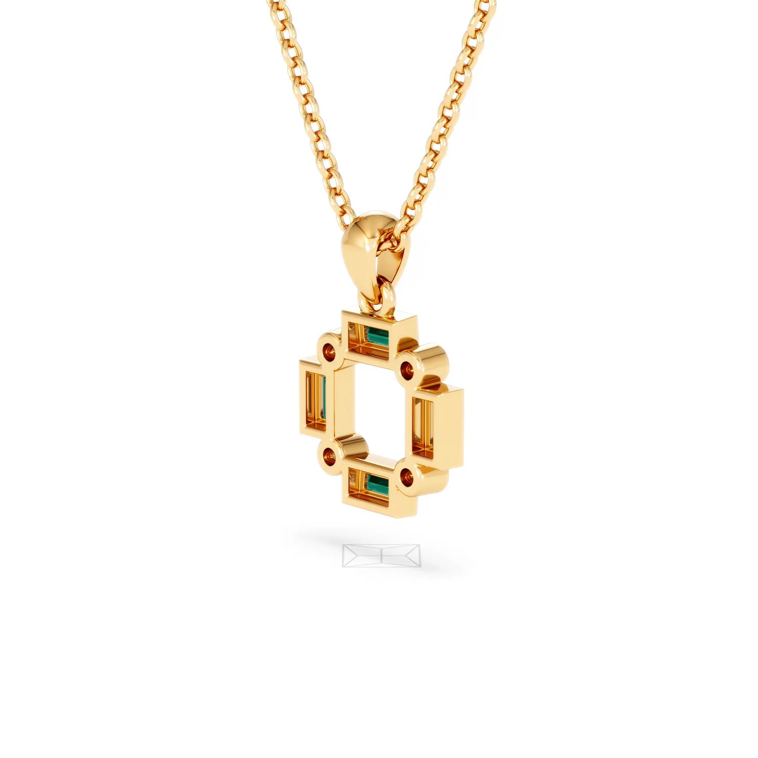 Forme 0.48ct Baguette Cut Lab Emerald Pendant Necklace in 18K Gold Vermeil - Image 37
