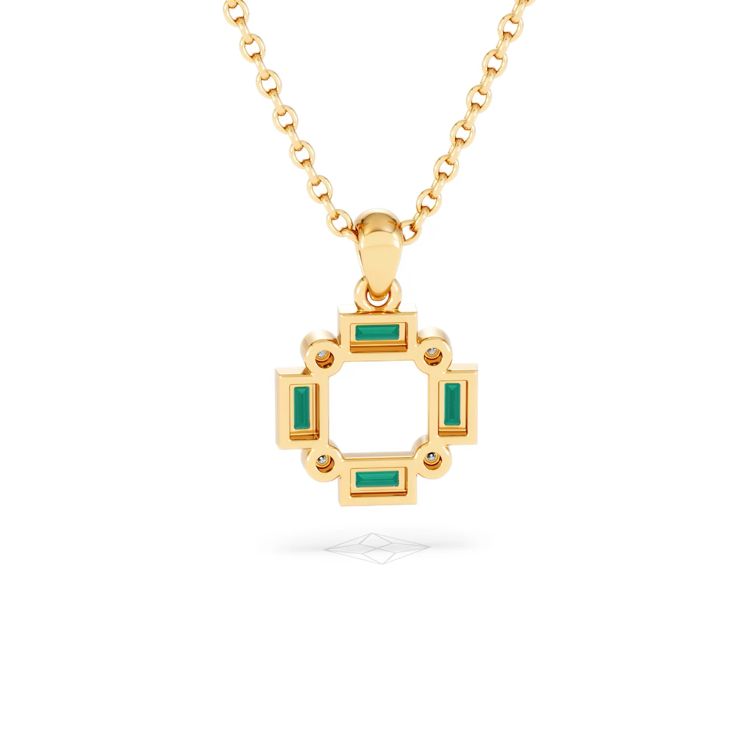 Forme 0.48ct Baguette Cut Lab Emerald Pendant Necklace in 18K Gold Vermeil - Image 48