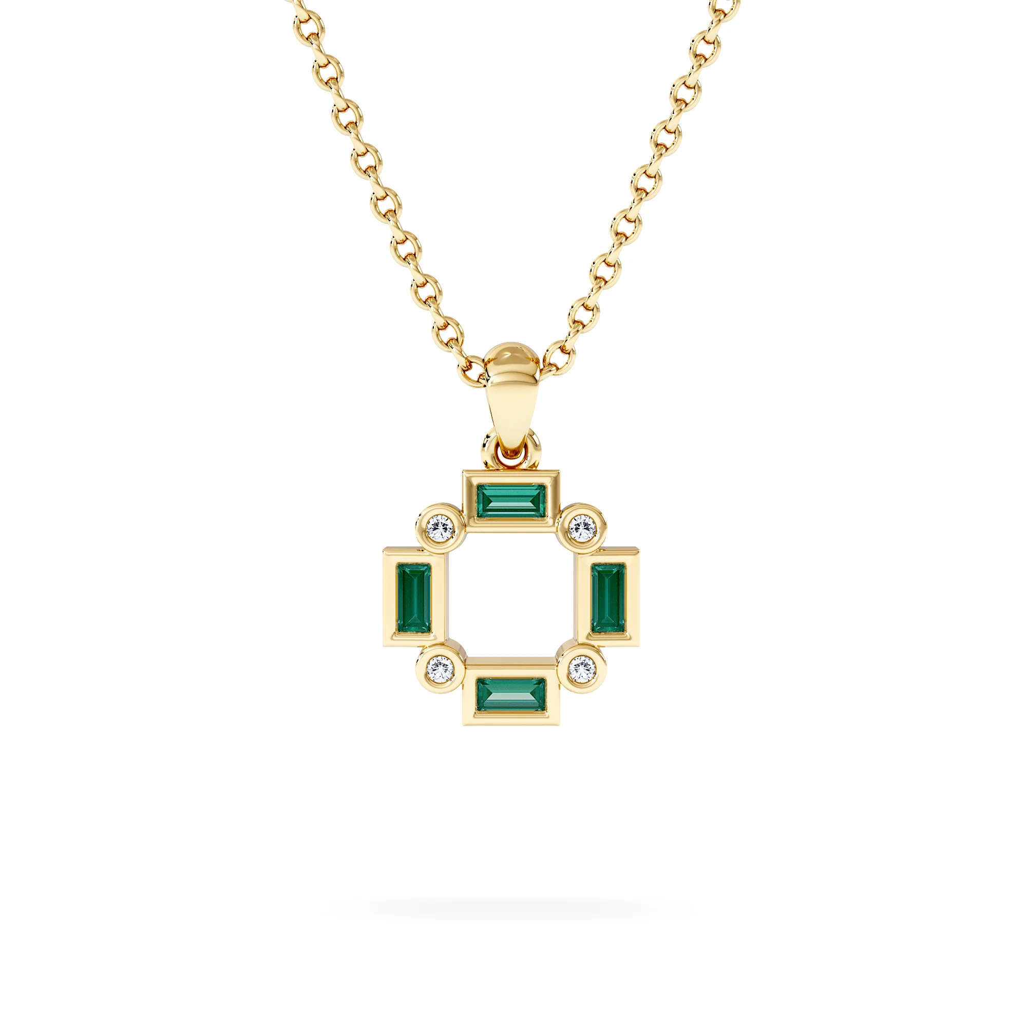 Forme 0.48ct Baguette Cut Lab Emerald Pendant Necklace in 18K Gold Vermeil - Image 5