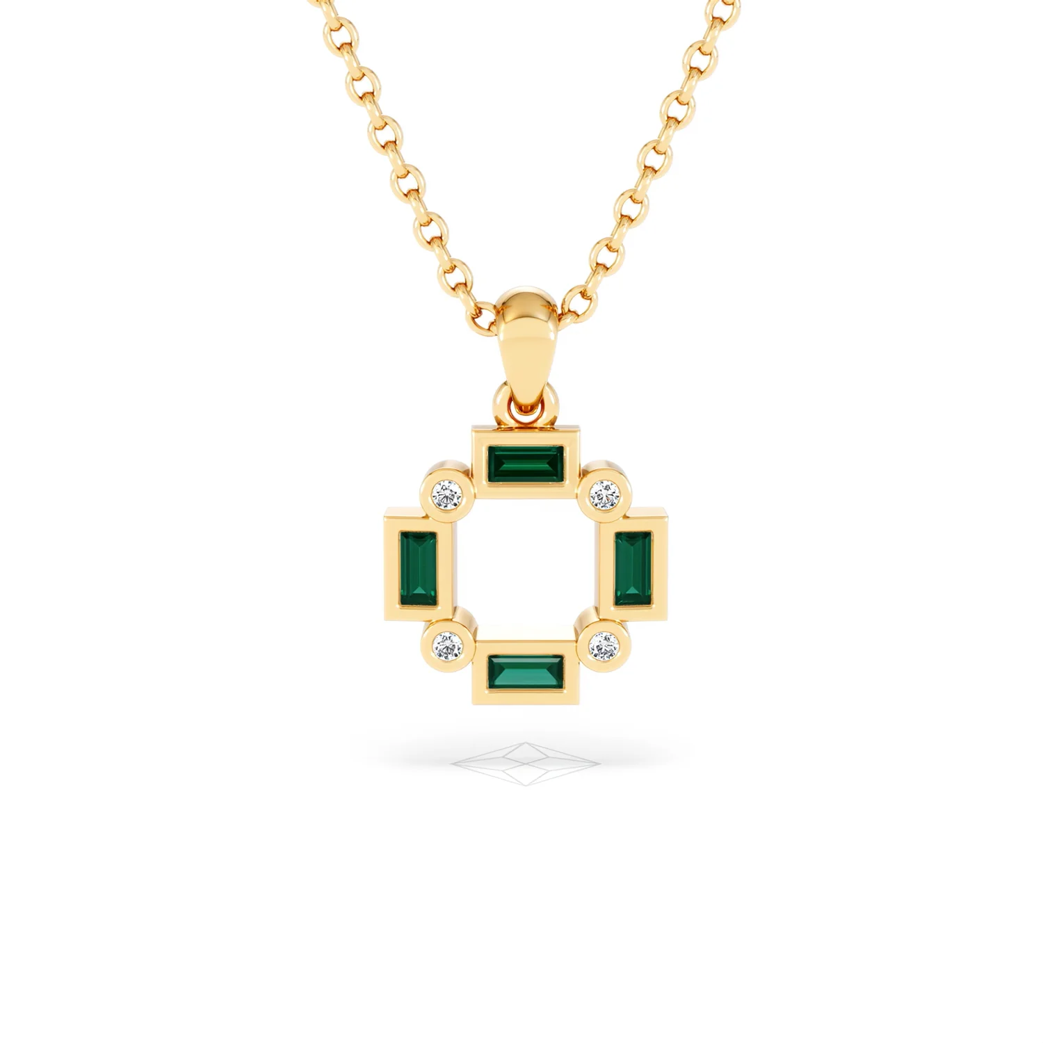Forme 0.48ct Baguette Cut Lab Emerald Pendant Necklace in 18K Gold Vermeil - Image 7