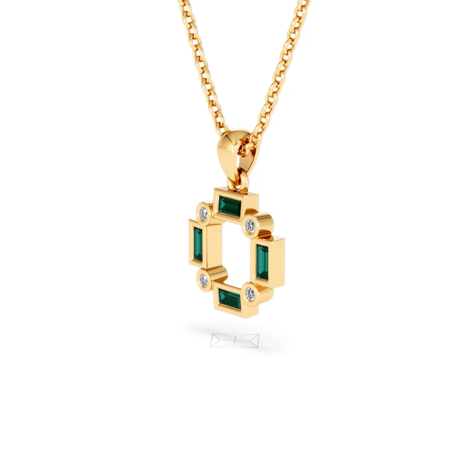 Forme 0.48ct Baguette Cut Lab Emerald Pendant Necklace in 18K Gold Vermeil - Image 76