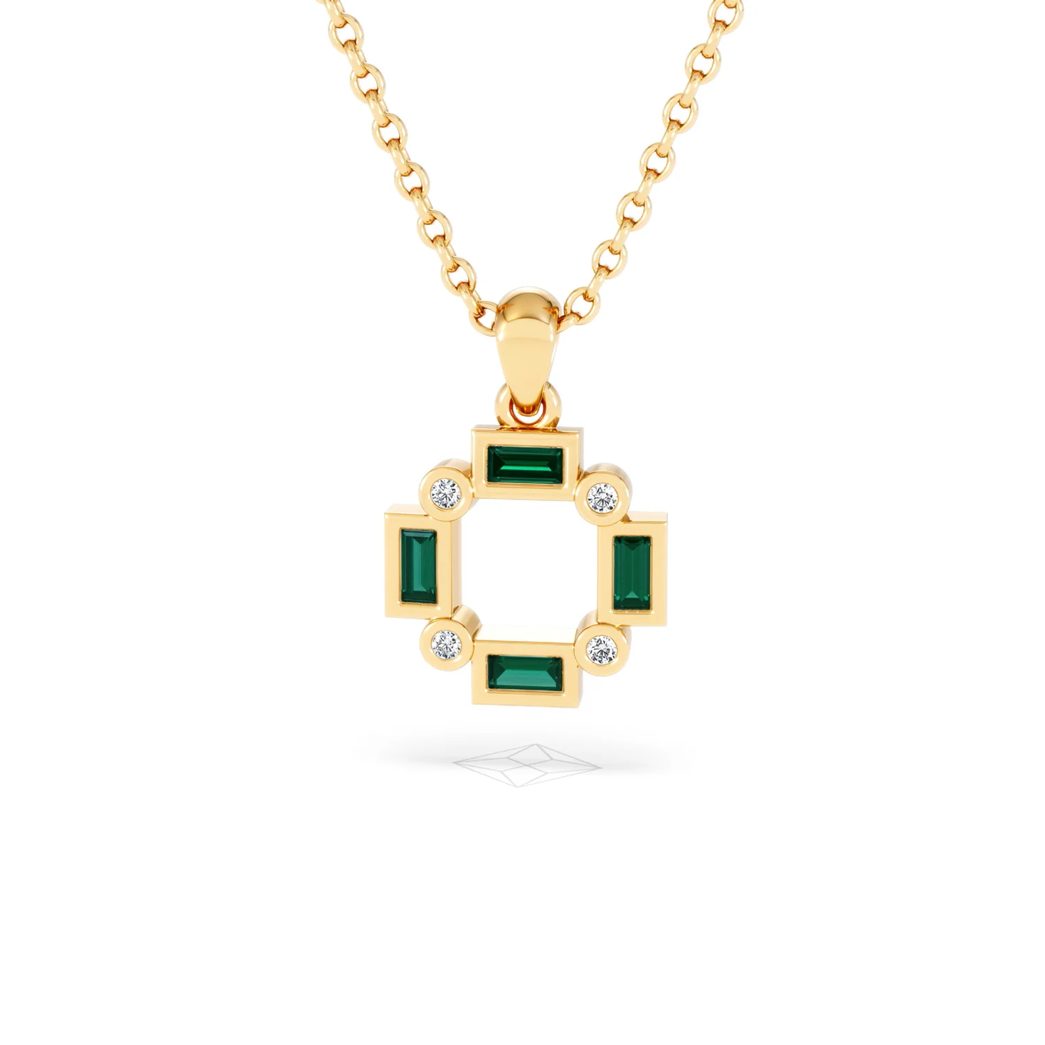 Forme 0.48ct Baguette Cut Lab Emerald Pendant Necklace in 18K Gold Vermeil - Image 85