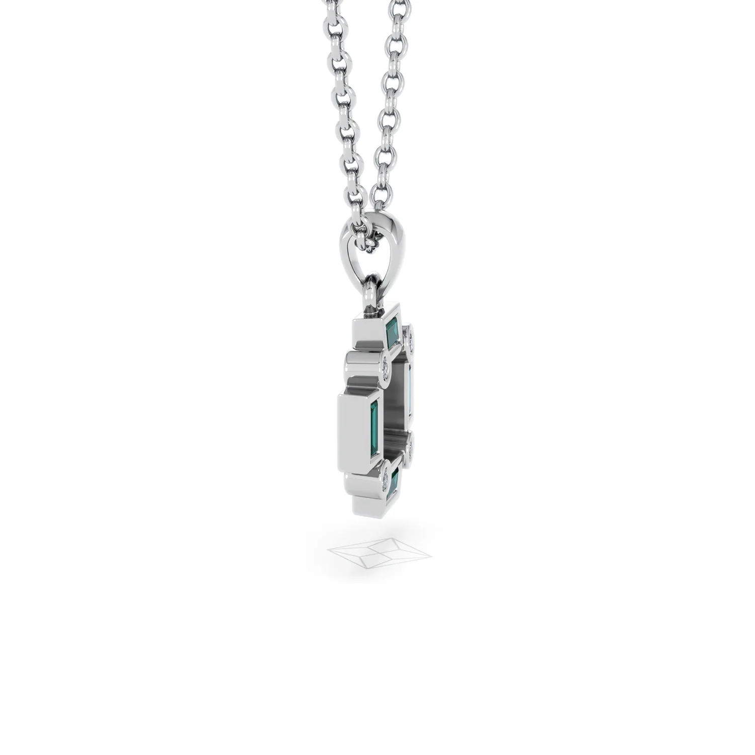 Forme 0.48ct Baguette Cut Lab Emerald Pendant Necklace in Sterling Silver - Image 24