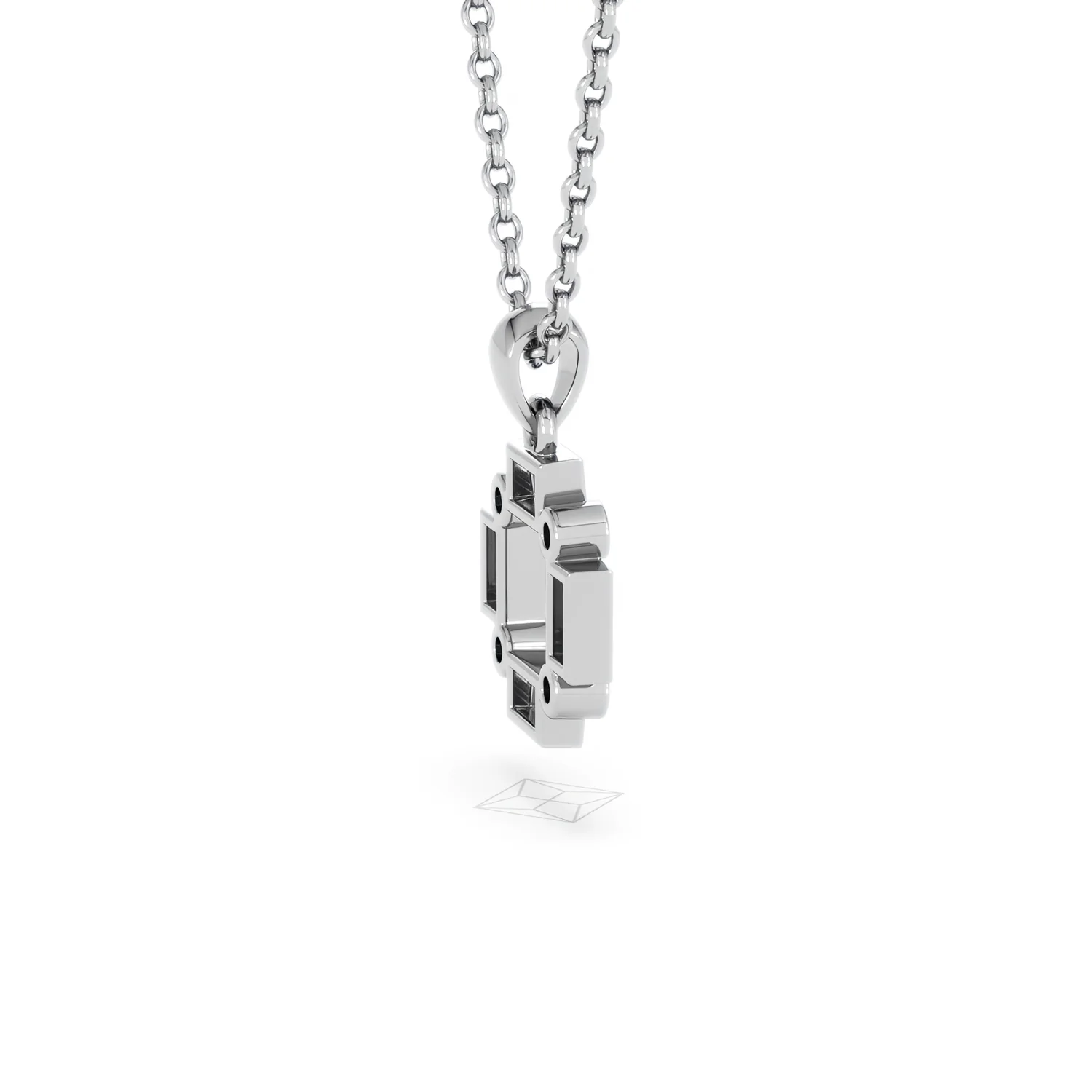Forme 0.48ct Baguette Cut Lab Emerald Pendant Necklace in Sterling Silver - Image 31