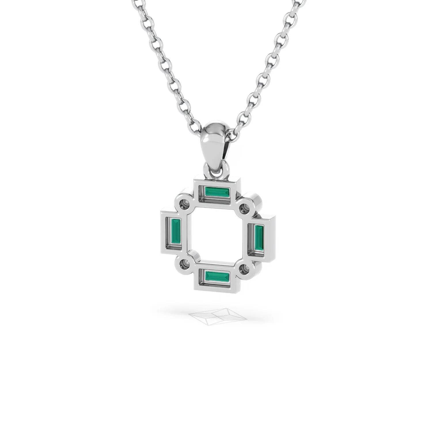Forme 0.48ct Baguette Cut Lab Emerald Pendant Necklace in Sterling Silver - Image 43