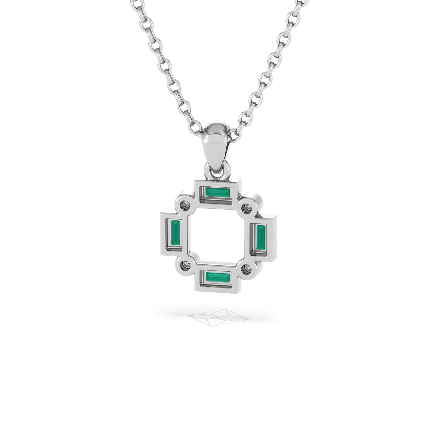 Forme 0.48ct Baguette Cut Lab Emerald Pendant Necklace in Sterling Silver - Image 44