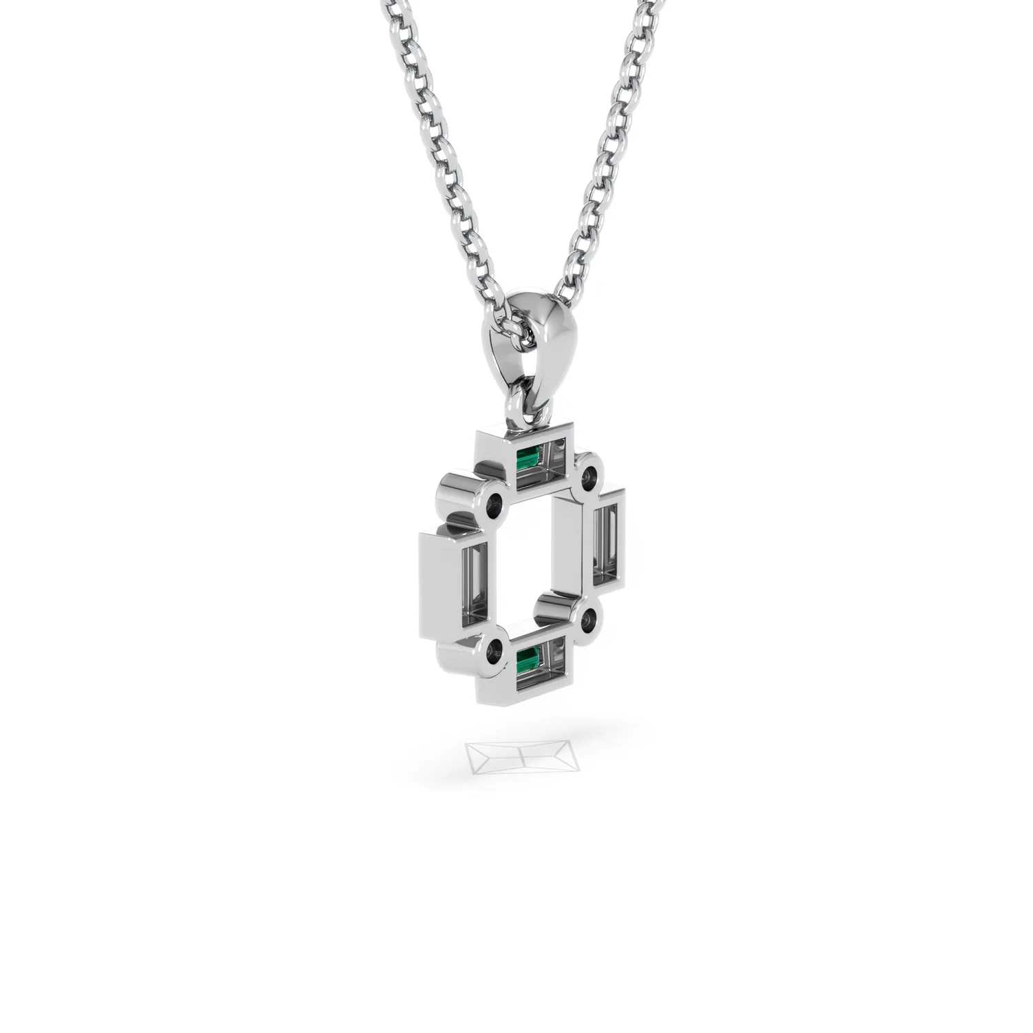 Forme 0.48ct Baguette Cut Lab Emerald Pendant Necklace in Sterling Silver - Image 58