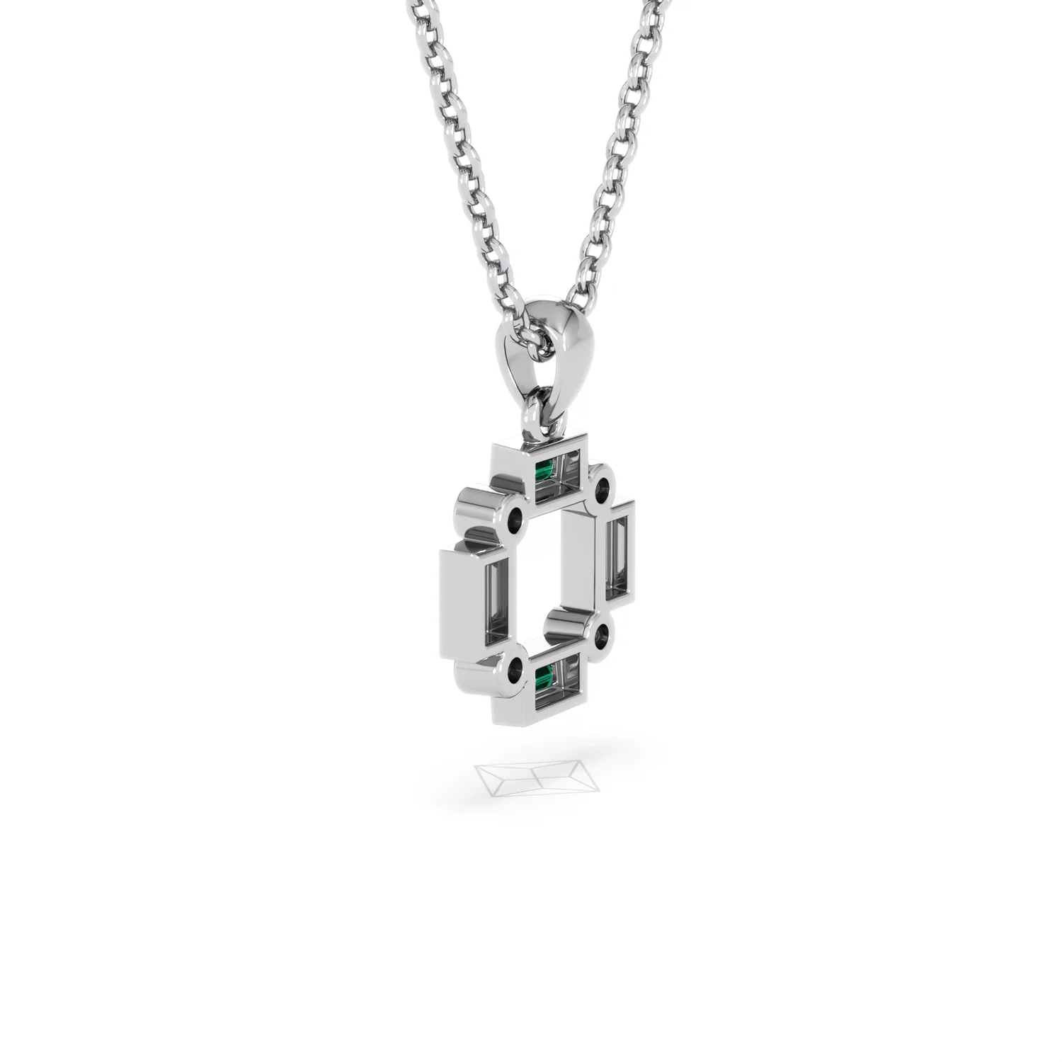 Forme 0.48ct Baguette Cut Lab Emerald Pendant Necklace in Sterling Silver - Image 59