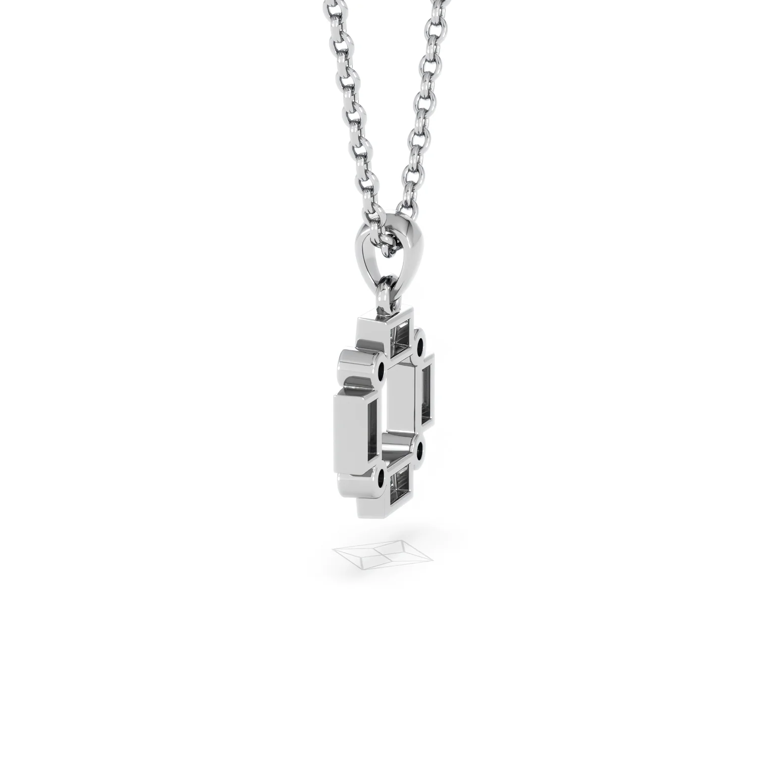 Forme 0.48ct Baguette Cut Lab Emerald Pendant Necklace in Sterling Silver - Image 62