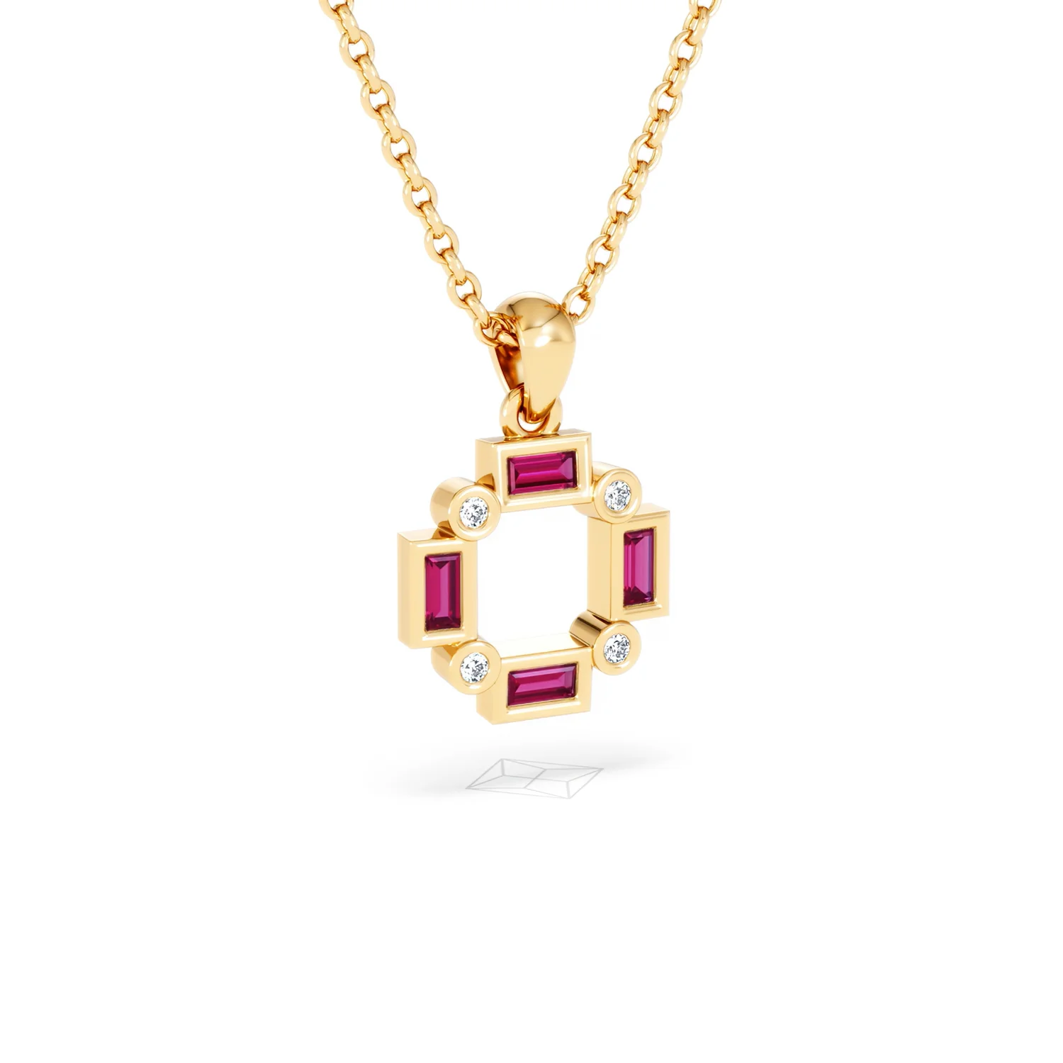 Forme 0.48ct Baguette Cut Lab Ruby Pendant Necklace in 18K Gold Vermeil - Image 13