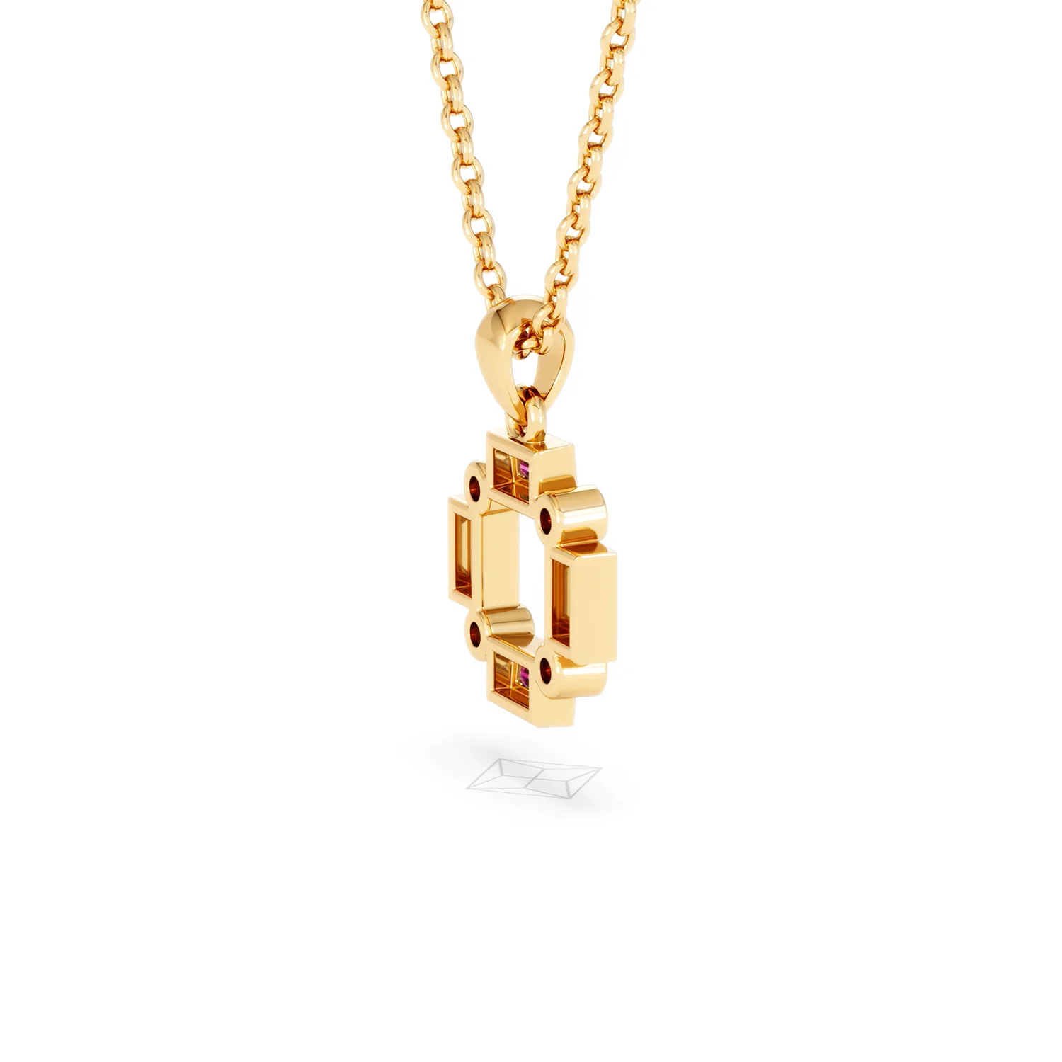Forme 0.48ct Baguette Cut Lab Ruby Pendant Necklace in 18K Gold Vermeil - Image 33