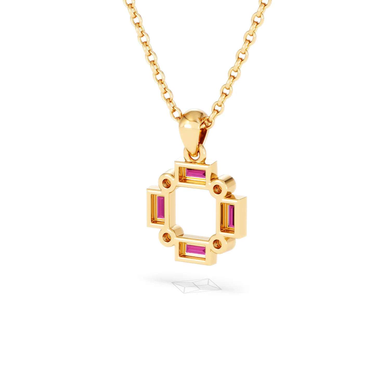 Forme 0.48ct Baguette Cut Lab Ruby Pendant Necklace in 18K Gold Vermeil - Image 41