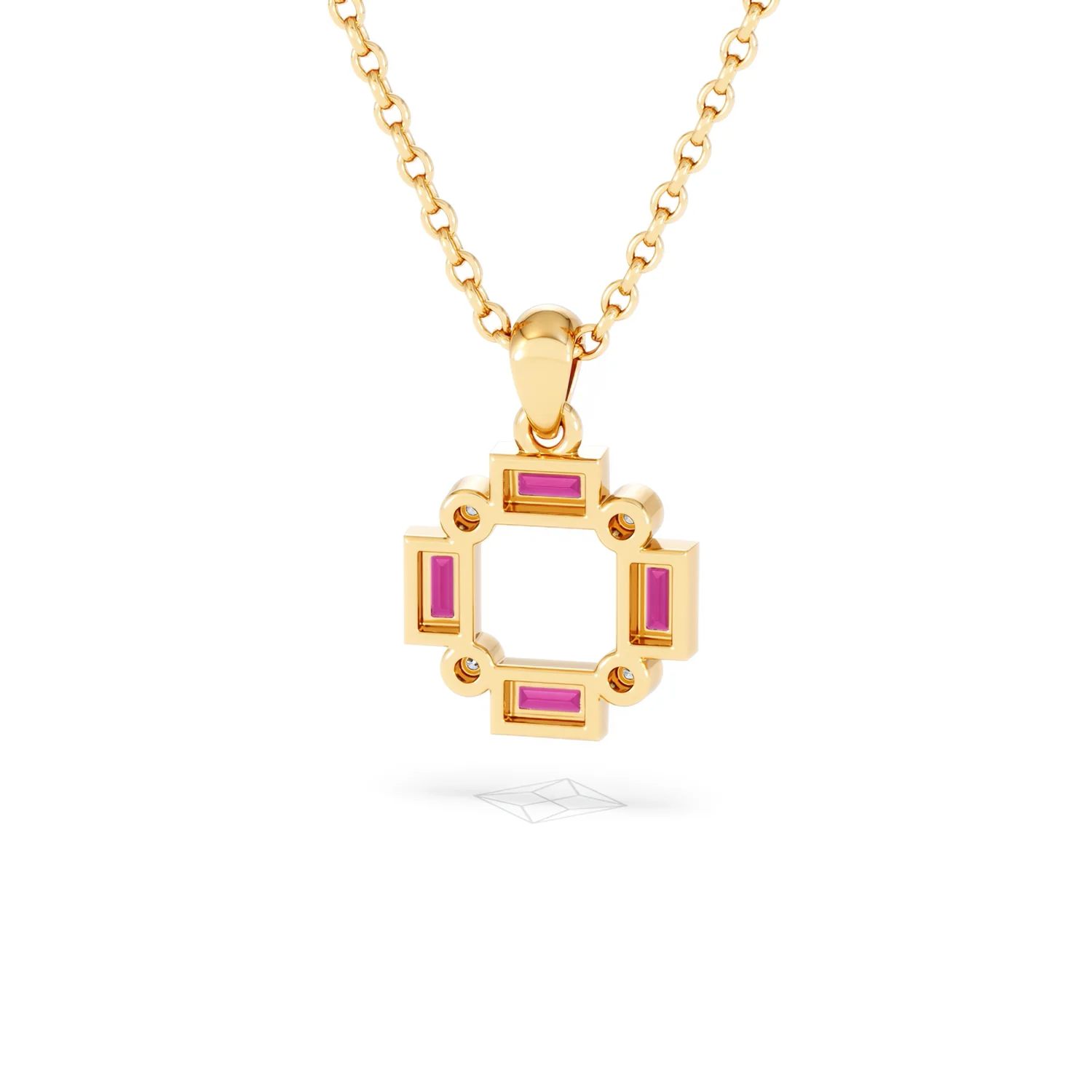 Forme 0.48ct Baguette Cut Lab Ruby Pendant Necklace in 18K Gold Vermeil - Image 44