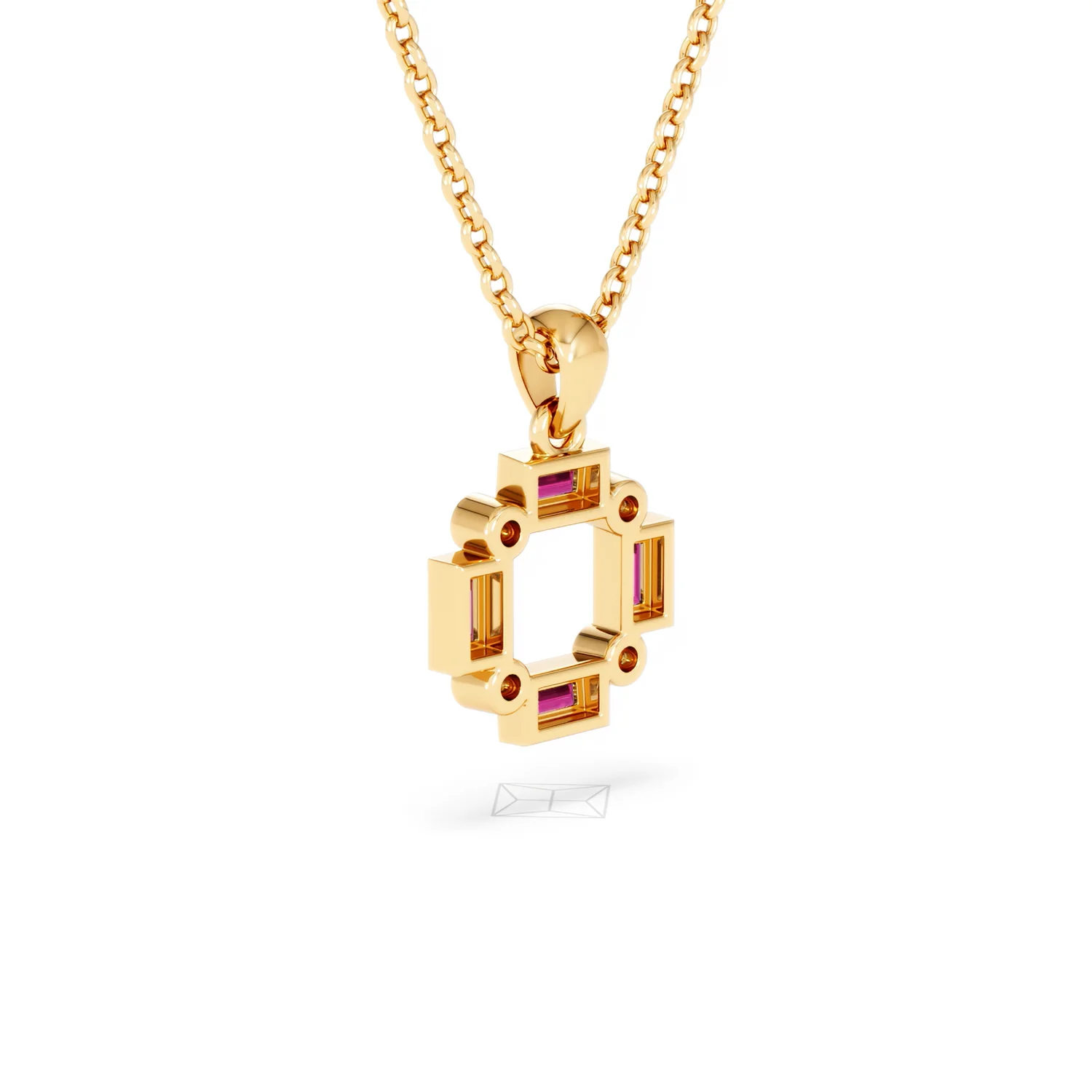 Forme 0.48ct Baguette Cut Lab Ruby Pendant Necklace in 18K Gold Vermeil - Image 56