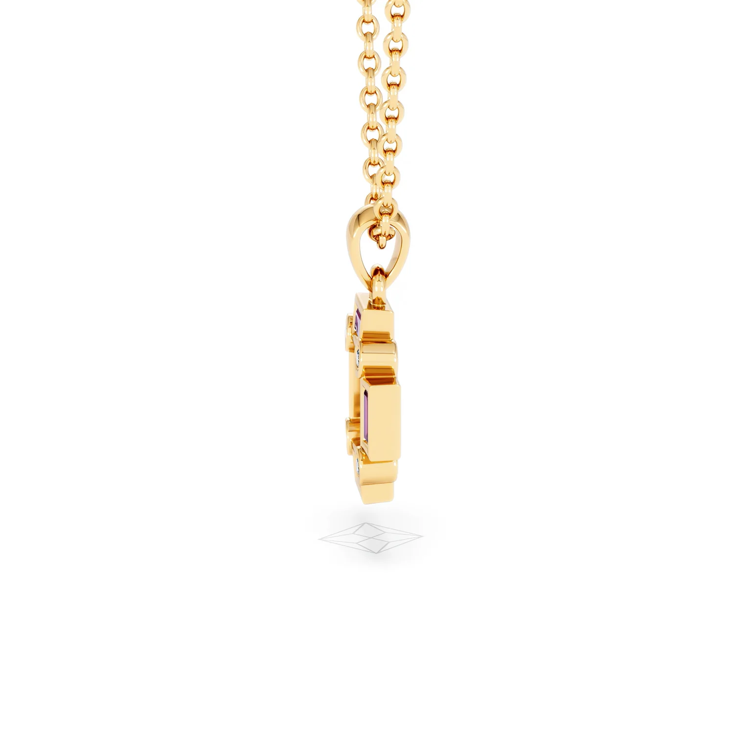 Forme 0.48ct Baguette Cut Lab Ruby Pendant Necklace in 18K Gold Vermeil - Image 68