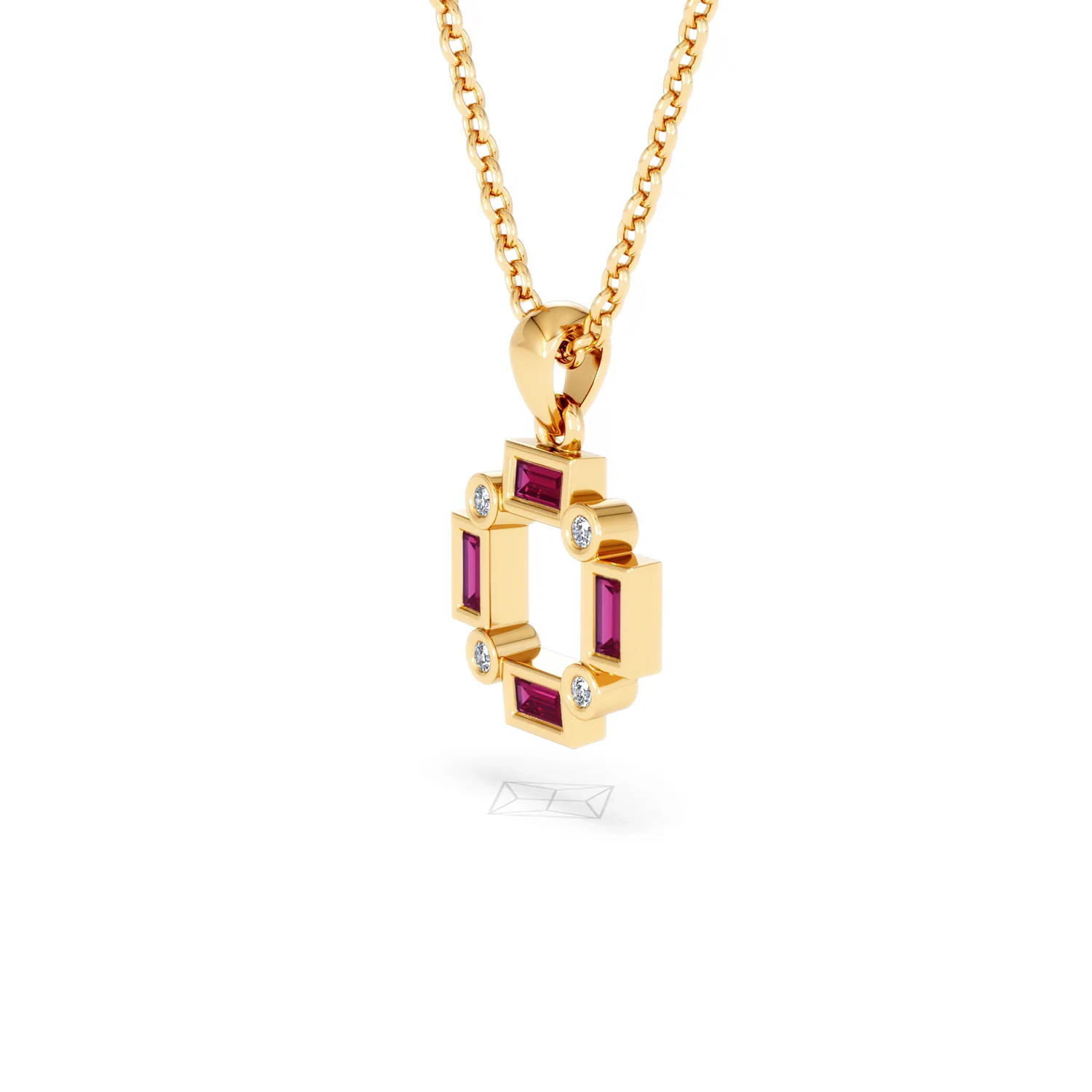Forme 0.48ct Baguette Cut Lab Ruby Pendant Necklace in 18K Gold Vermeil - Image 75