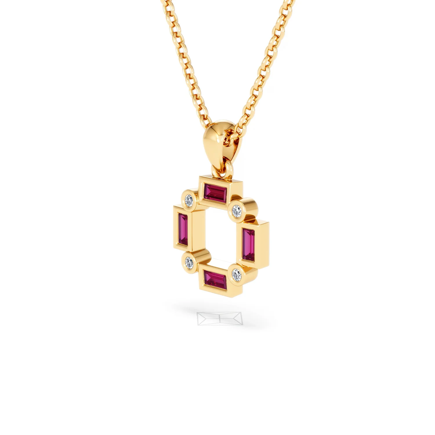 Forme 0.48ct Baguette Cut Lab Ruby Pendant Necklace in 18K Gold Vermeil - Image 77