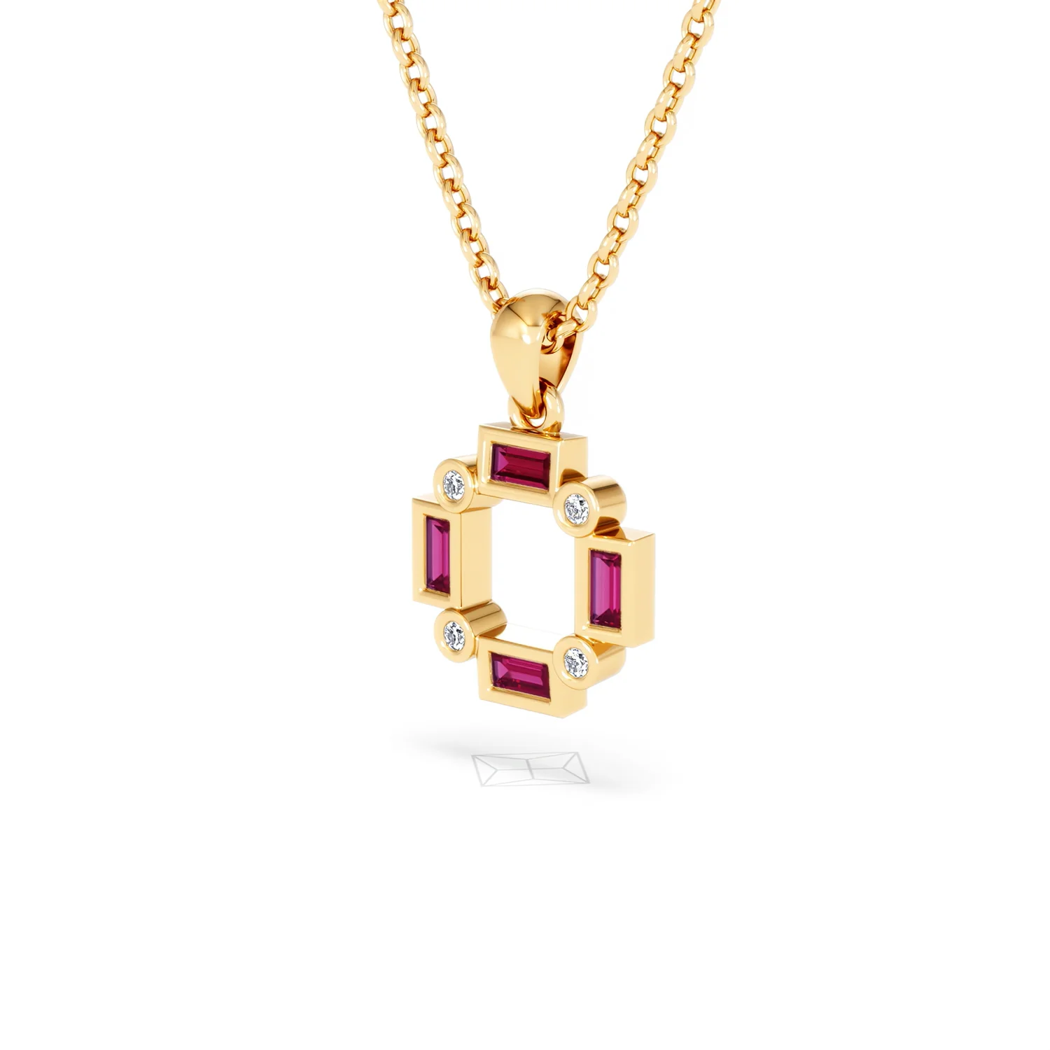 Forme 0.48ct Baguette Cut Lab Ruby Pendant Necklace in 18K Gold Vermeil - Image 78