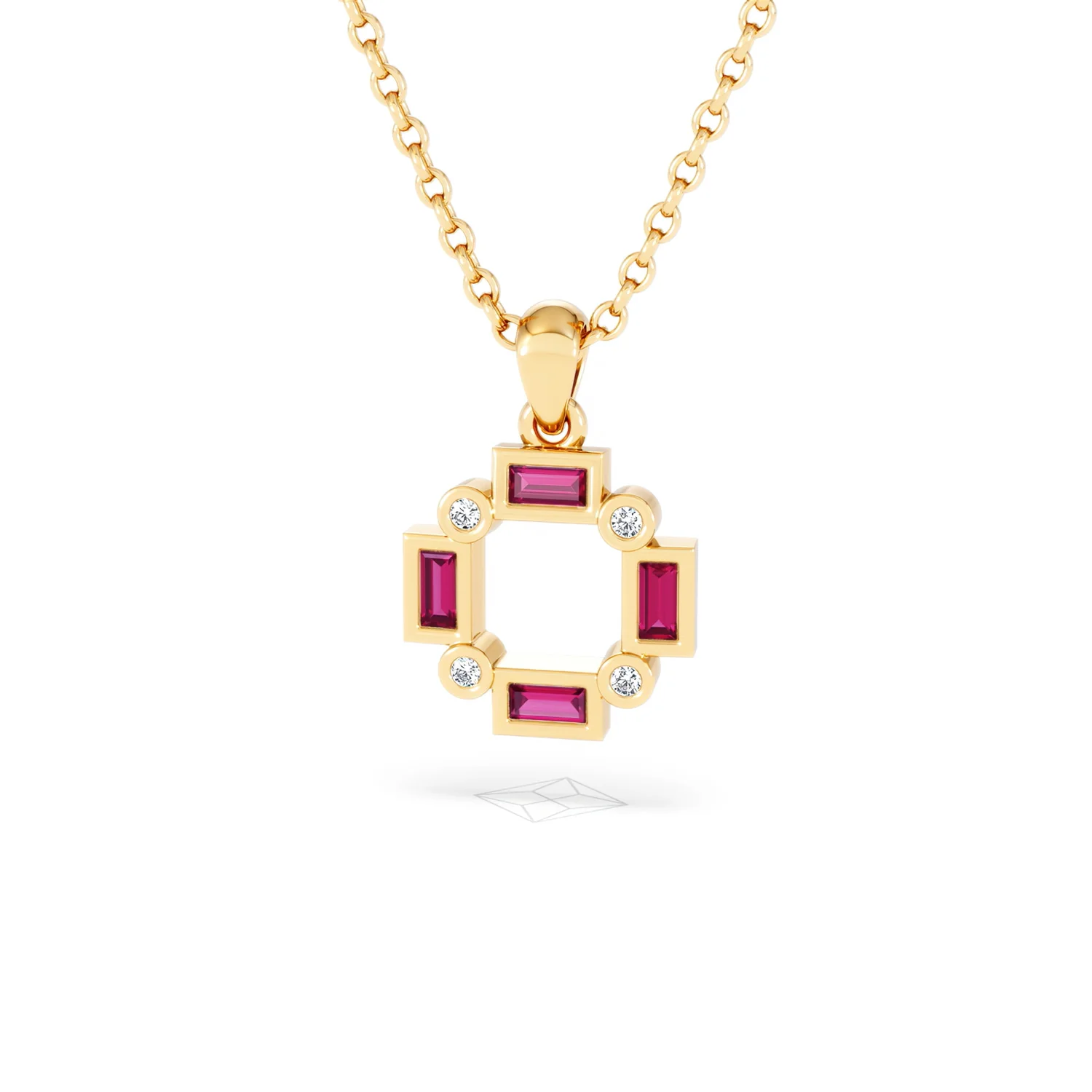 Forme 0.48ct Baguette Cut Lab Ruby Pendant Necklace in 18K Gold Vermeil - Image 84