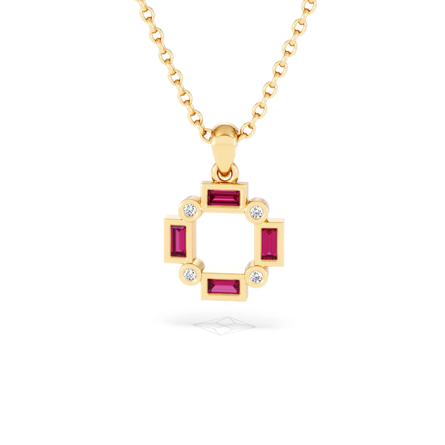 Forme 0.48ct Baguette Cut Lab Ruby Pendant Necklace in 18K Gold Vermeil - Image 85