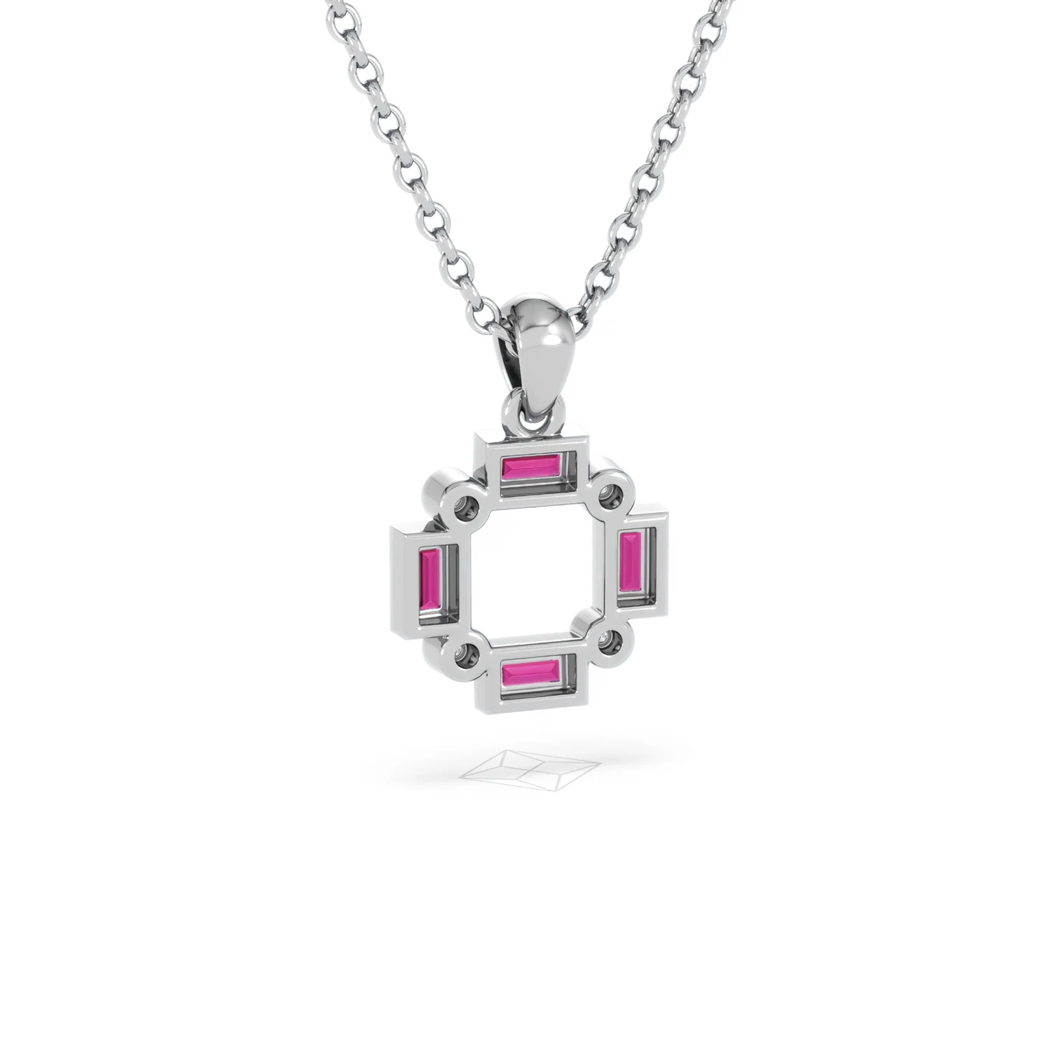 Forme 0.48ct Baguette Cut Lab Ruby Pendant Necklace in Sterling Silver - Image 51