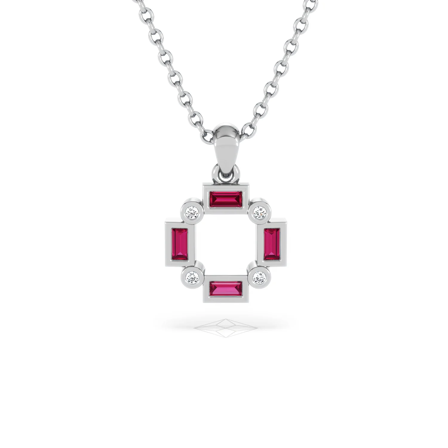 Forme 0.48ct Baguette Cut Lab Ruby Pendant Necklace in Sterling Silver - Image 7