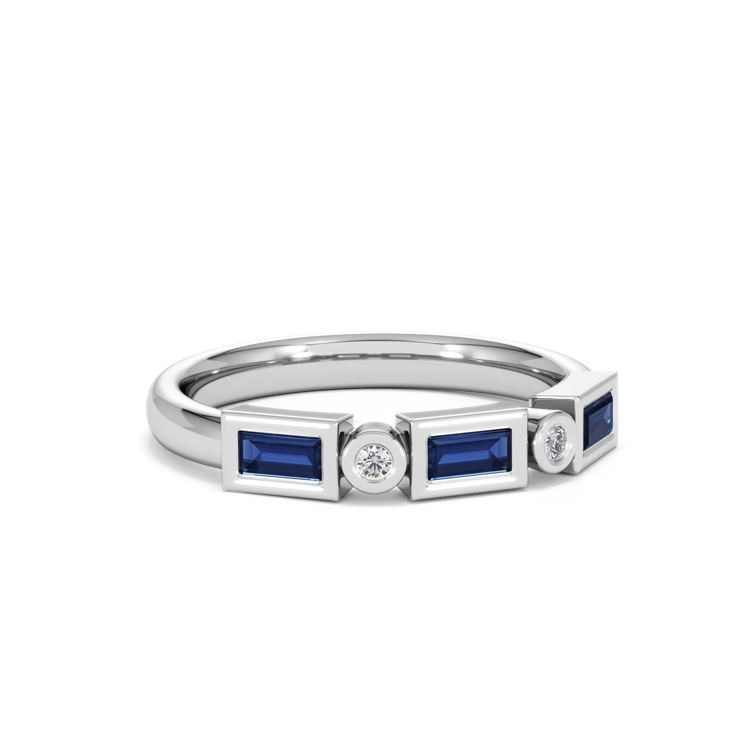 Forme 0.48ct Baguette Cut Lab Sapphire 5 Stone Ring in Sterling Silver - Image 12