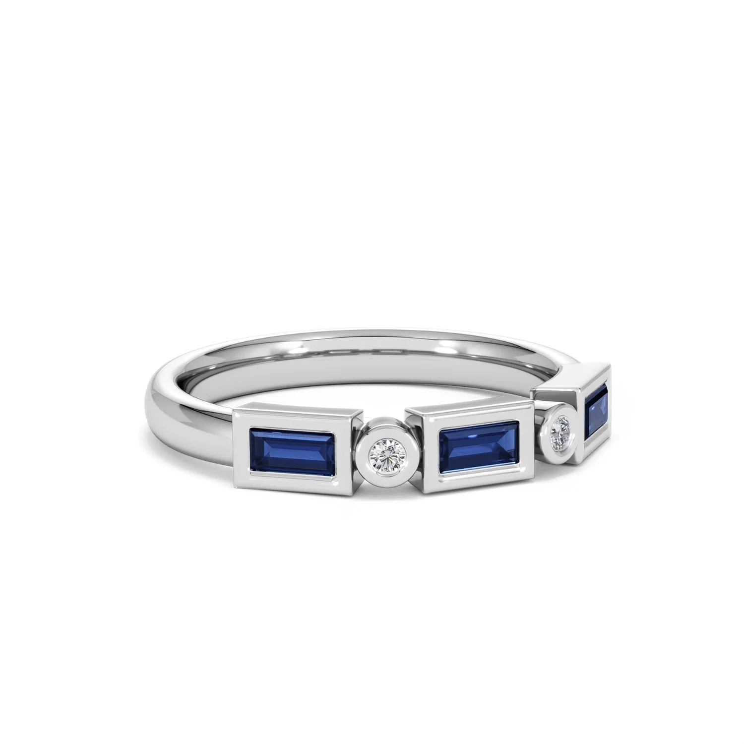 Forme 0.48ct Baguette Cut Lab Sapphire 5 Stone Ring in Sterling Silver - Image 13