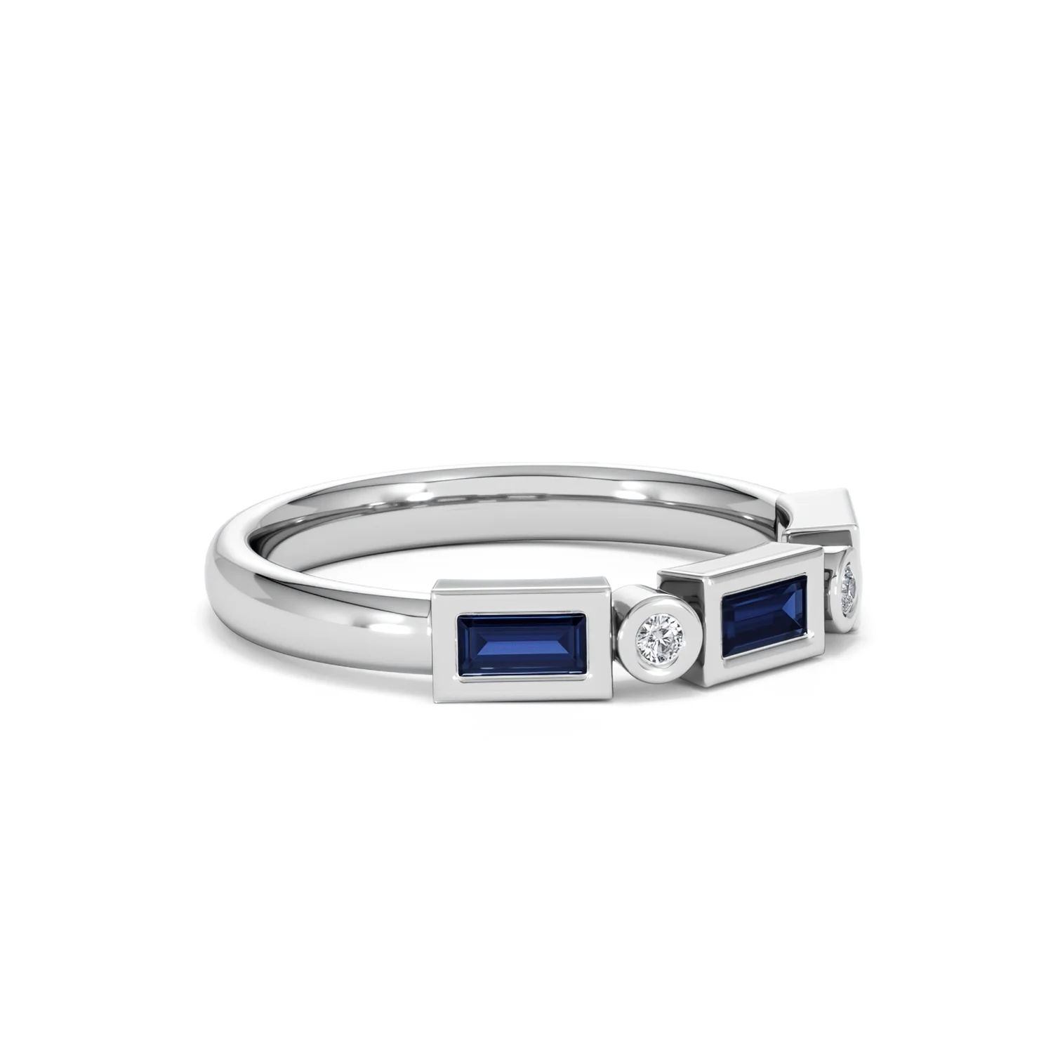 Forme 0.48ct Baguette Cut Lab Sapphire 5 Stone Ring in Sterling Silver - Image 17