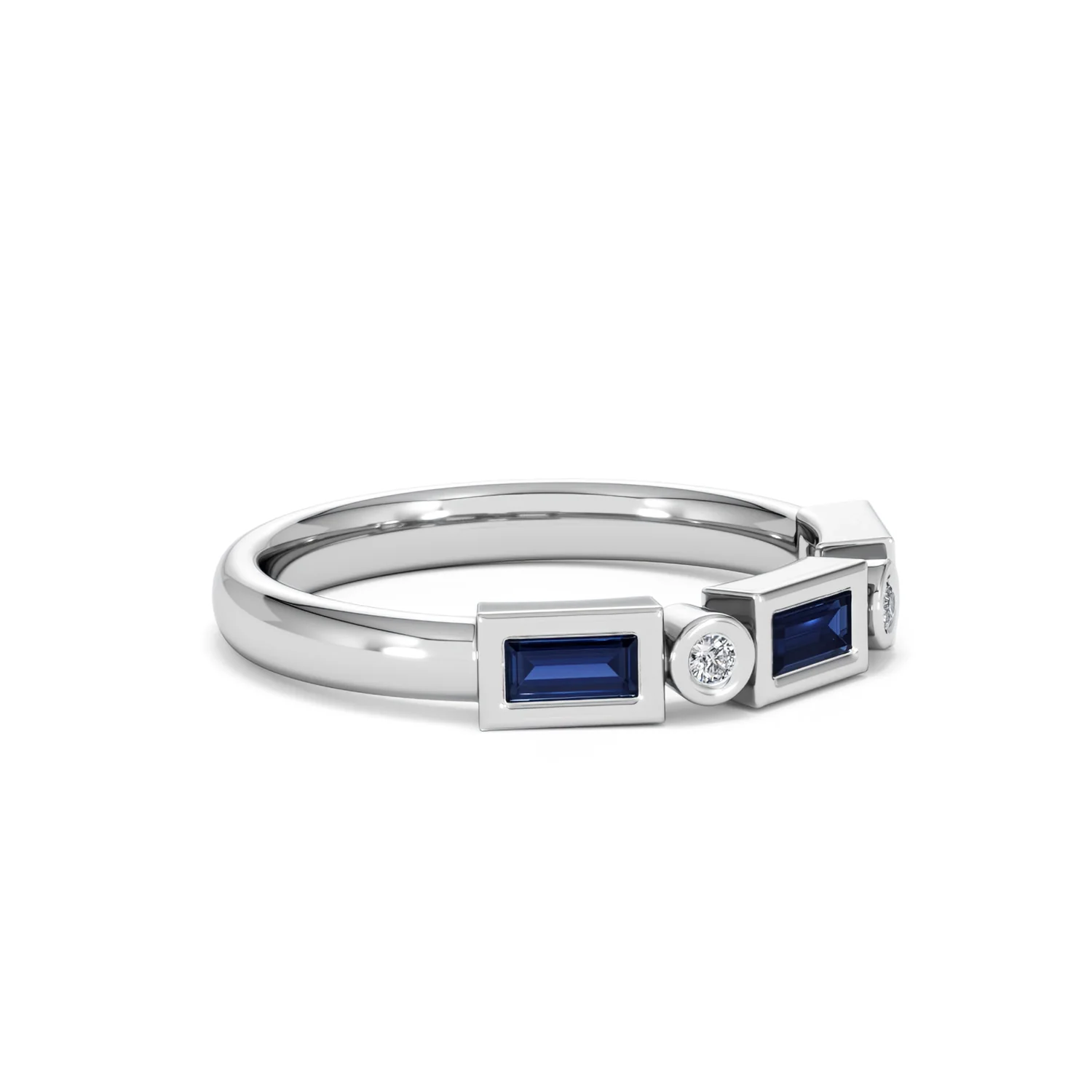 Forme 0.48ct Baguette Cut Lab Sapphire 5 Stone Ring in Sterling Silver - Image 18