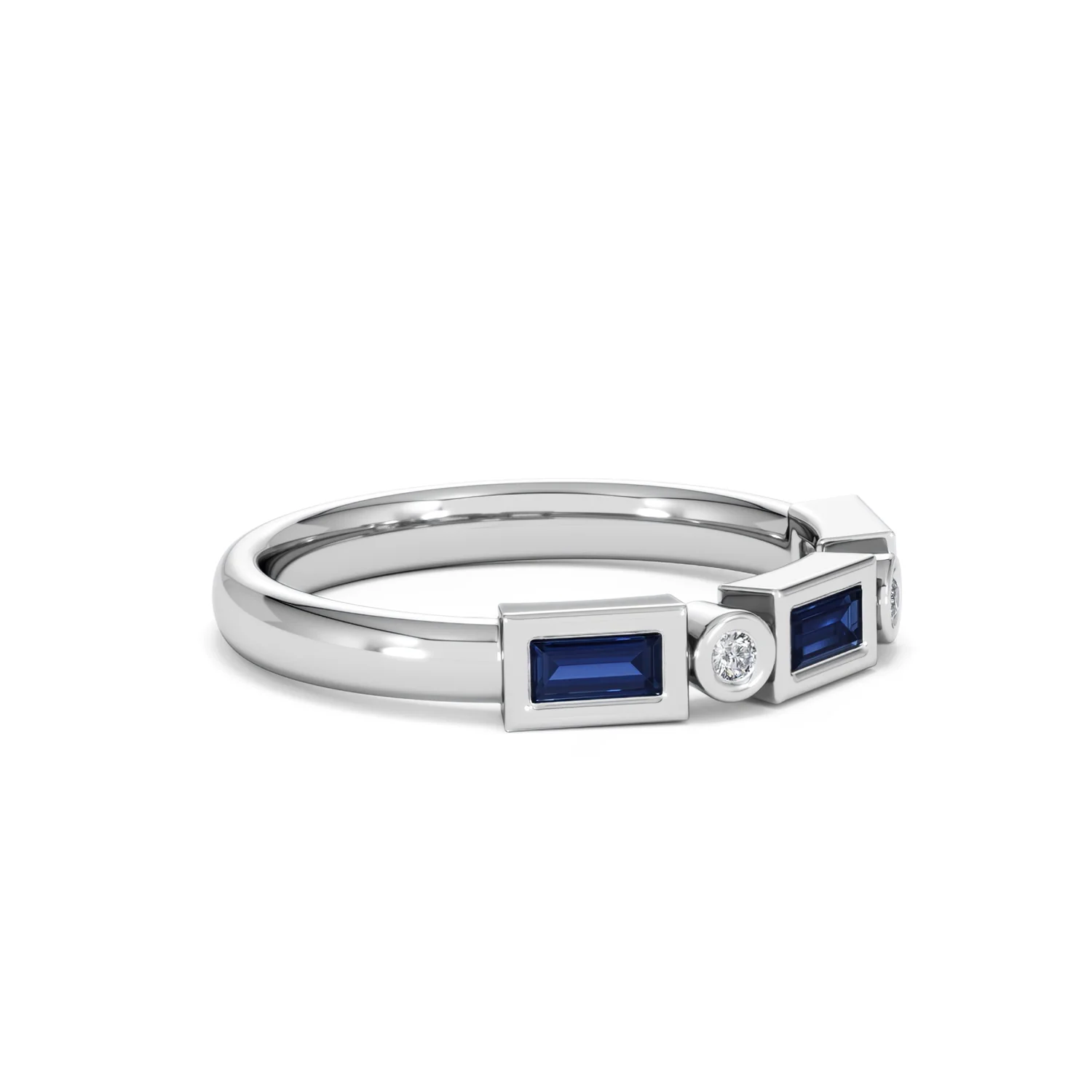 Forme 0.48ct Baguette Cut Lab Sapphire 5 Stone Ring in Sterling Silver - Image 19