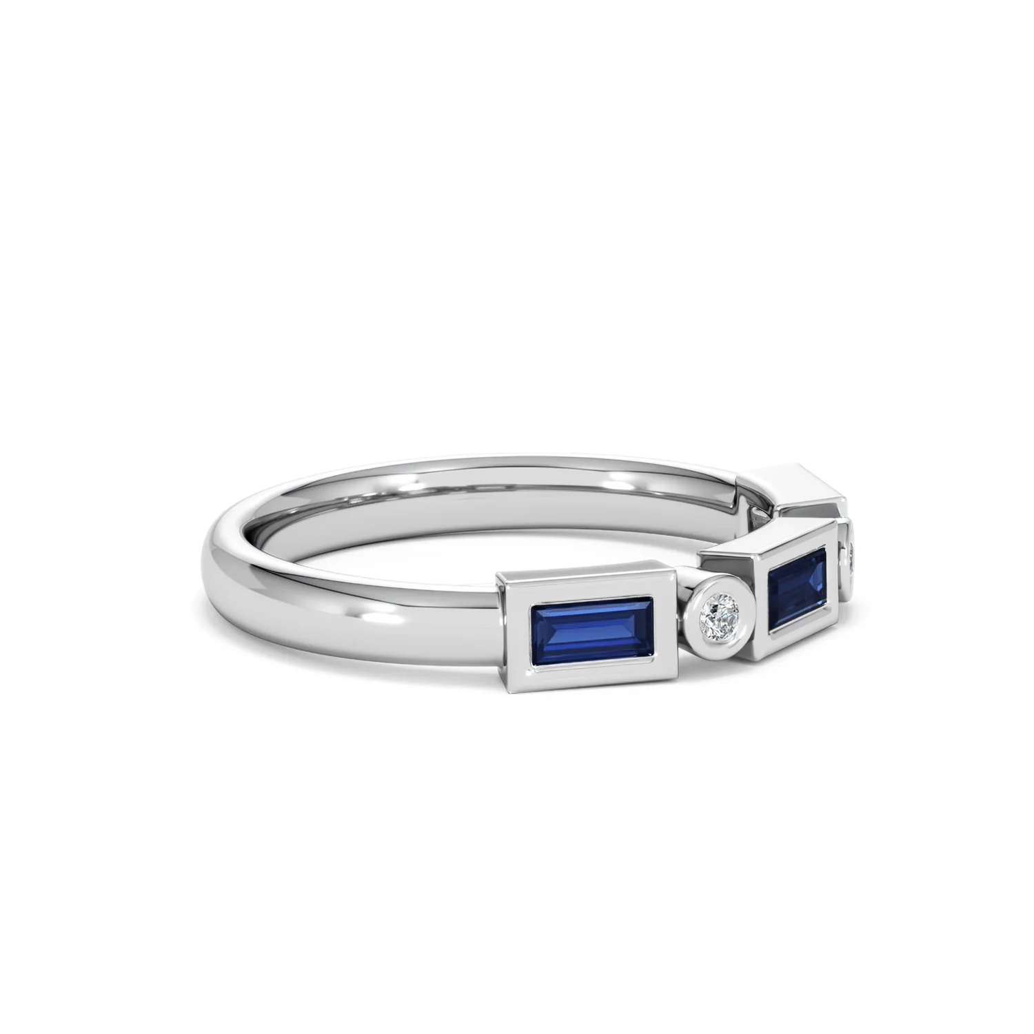 Forme 0.48ct Baguette Cut Lab Sapphire 5 Stone Ring in Sterling Silver - Image 20