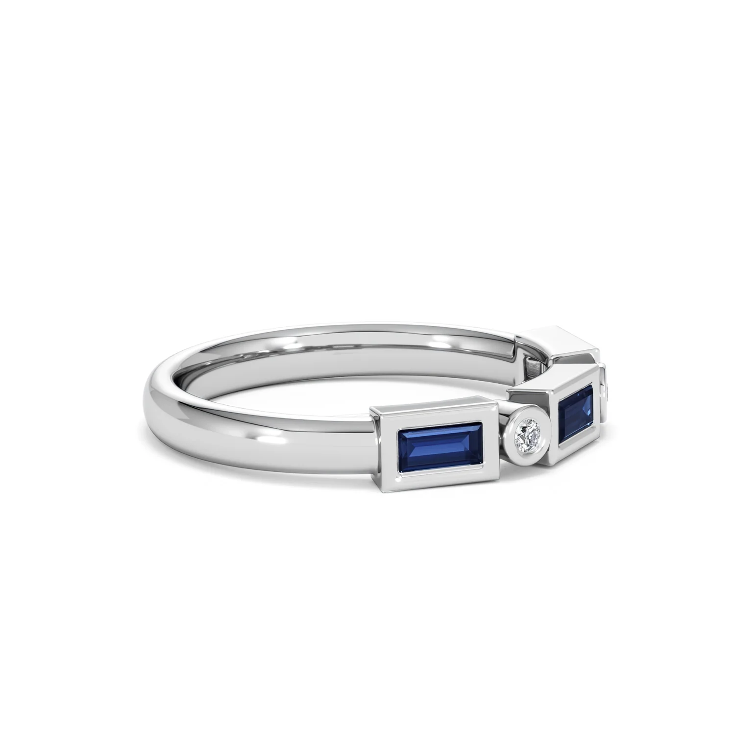 Forme 0.48ct Baguette Cut Lab Sapphire 5 Stone Ring in Sterling Silver - Image 21