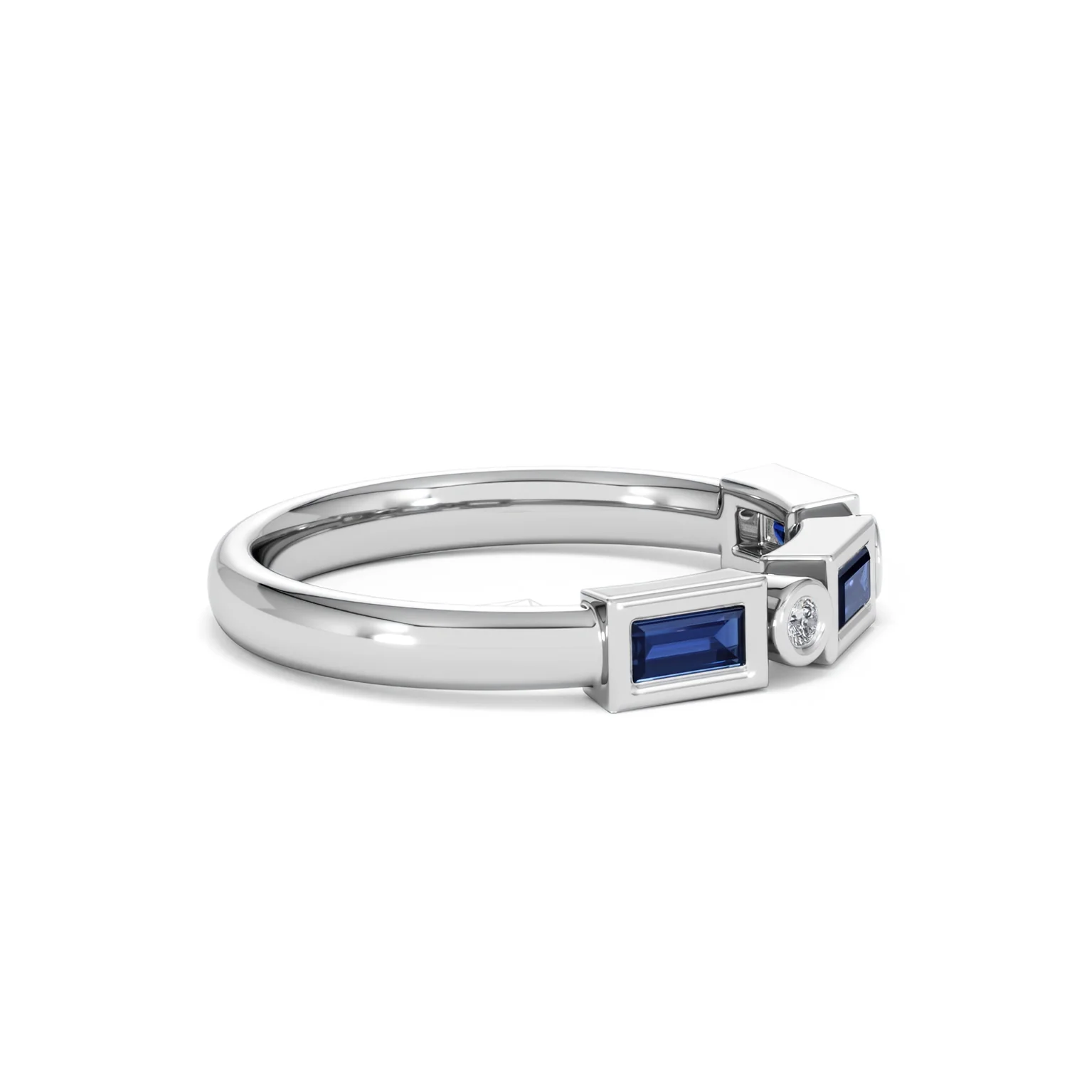 Forme 0.48ct Baguette Cut Lab Sapphire 5 Stone Ring in Sterling Silver - Image 23