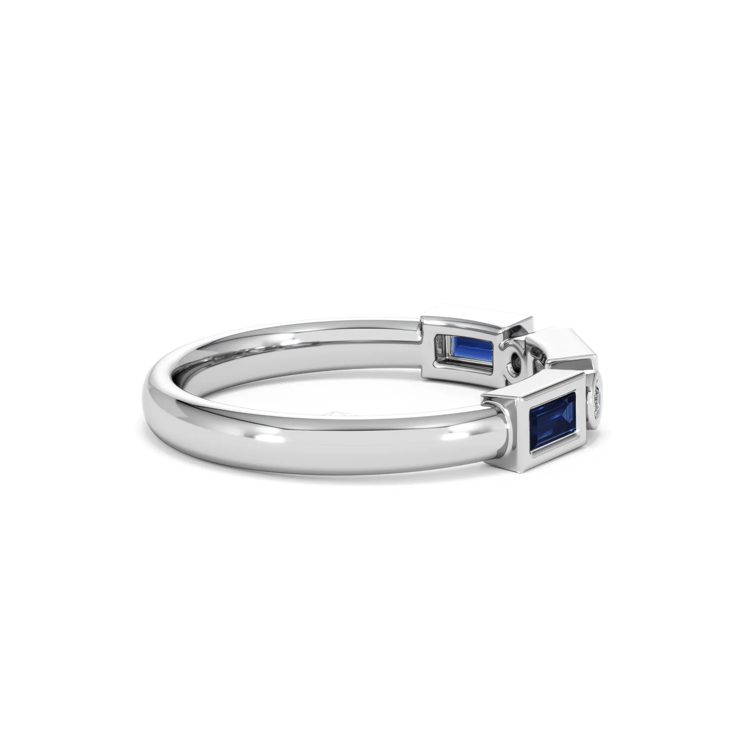 Forme 0.48ct Baguette Cut Lab Sapphire 5 Stone Ring in Sterling Silver - Image 29