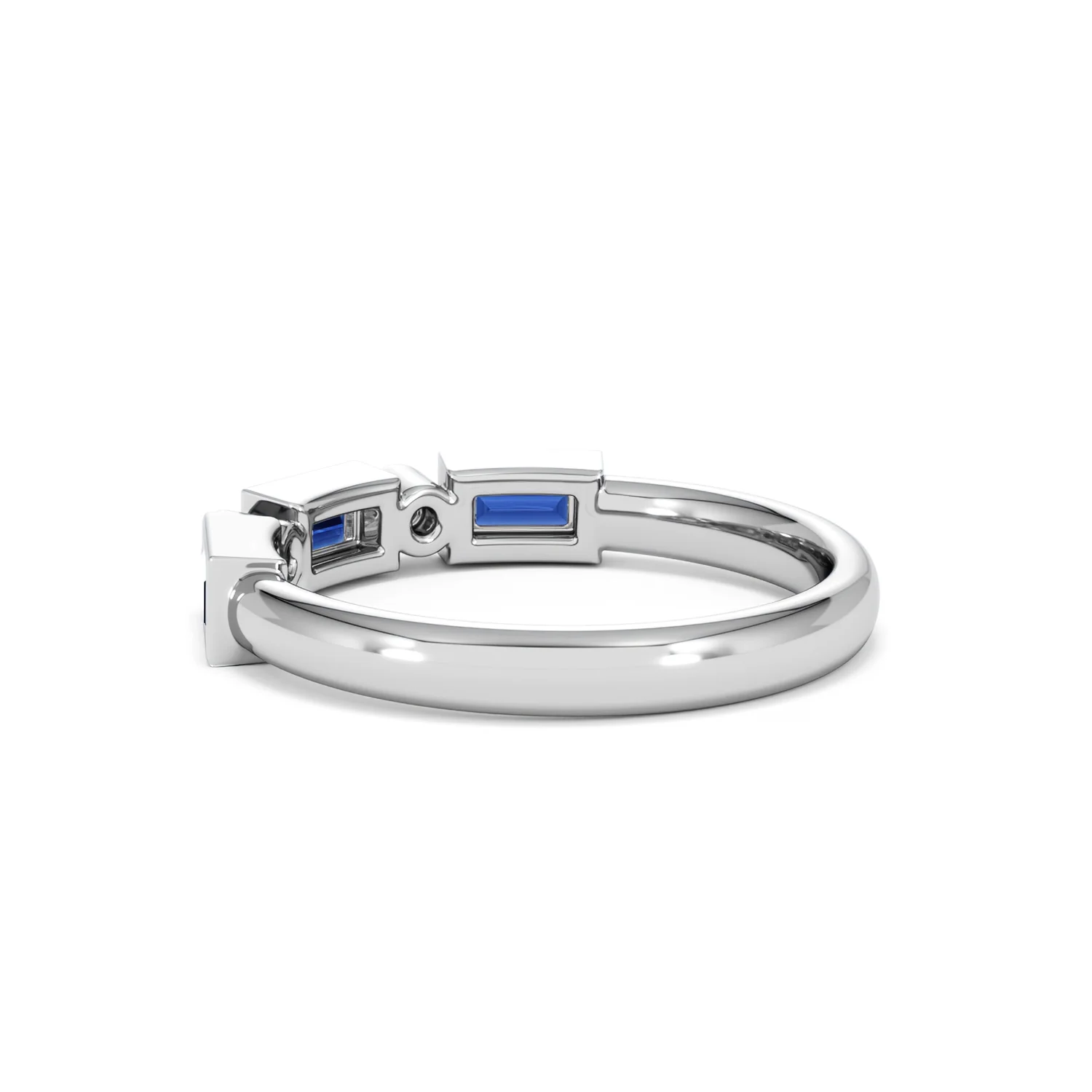 Forme 0.48ct Baguette Cut Lab Sapphire 5 Stone Ring in Sterling Silver - Image 58