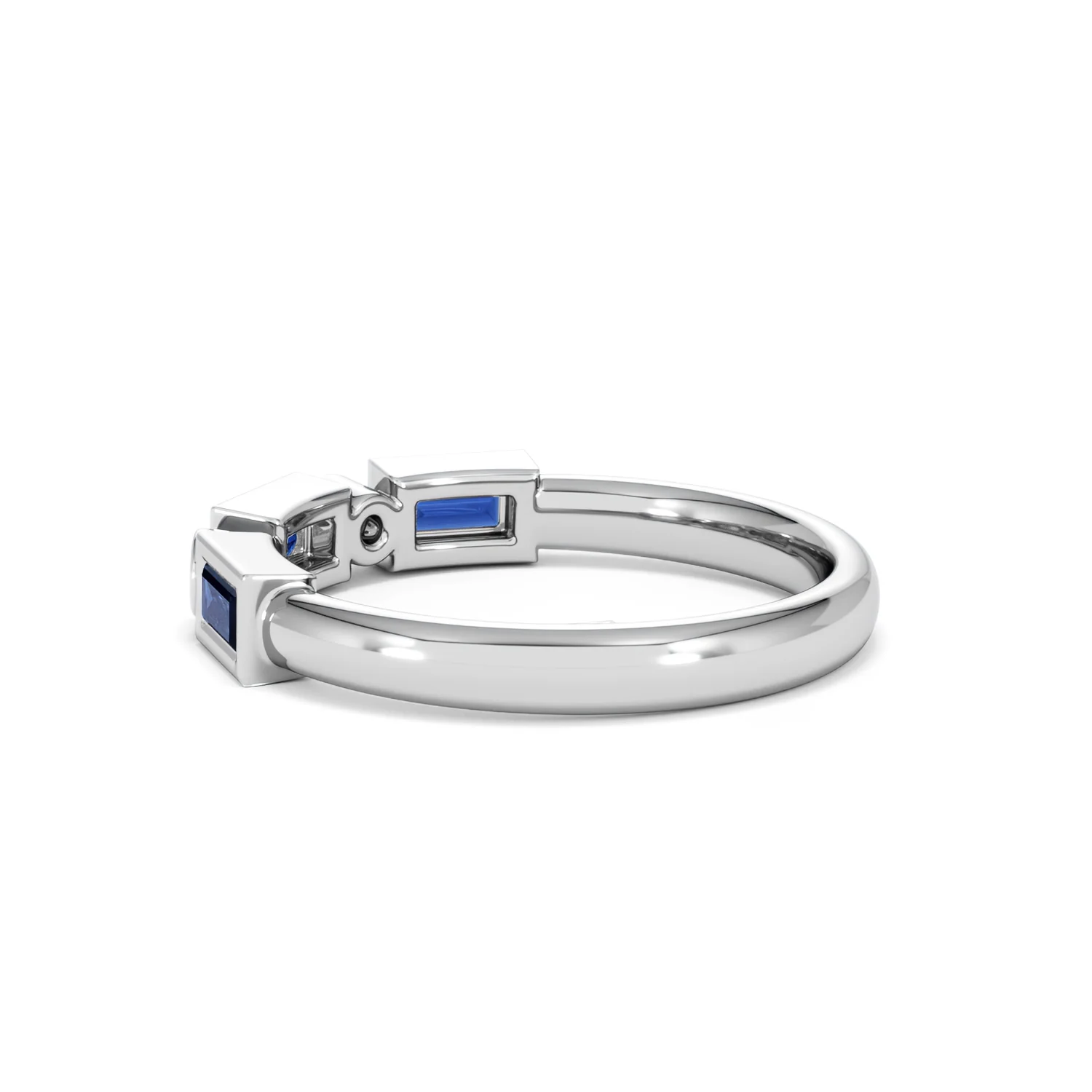 Forme 0.48ct Baguette Cut Lab Sapphire 5 Stone Ring in Sterling Silver - Image 61