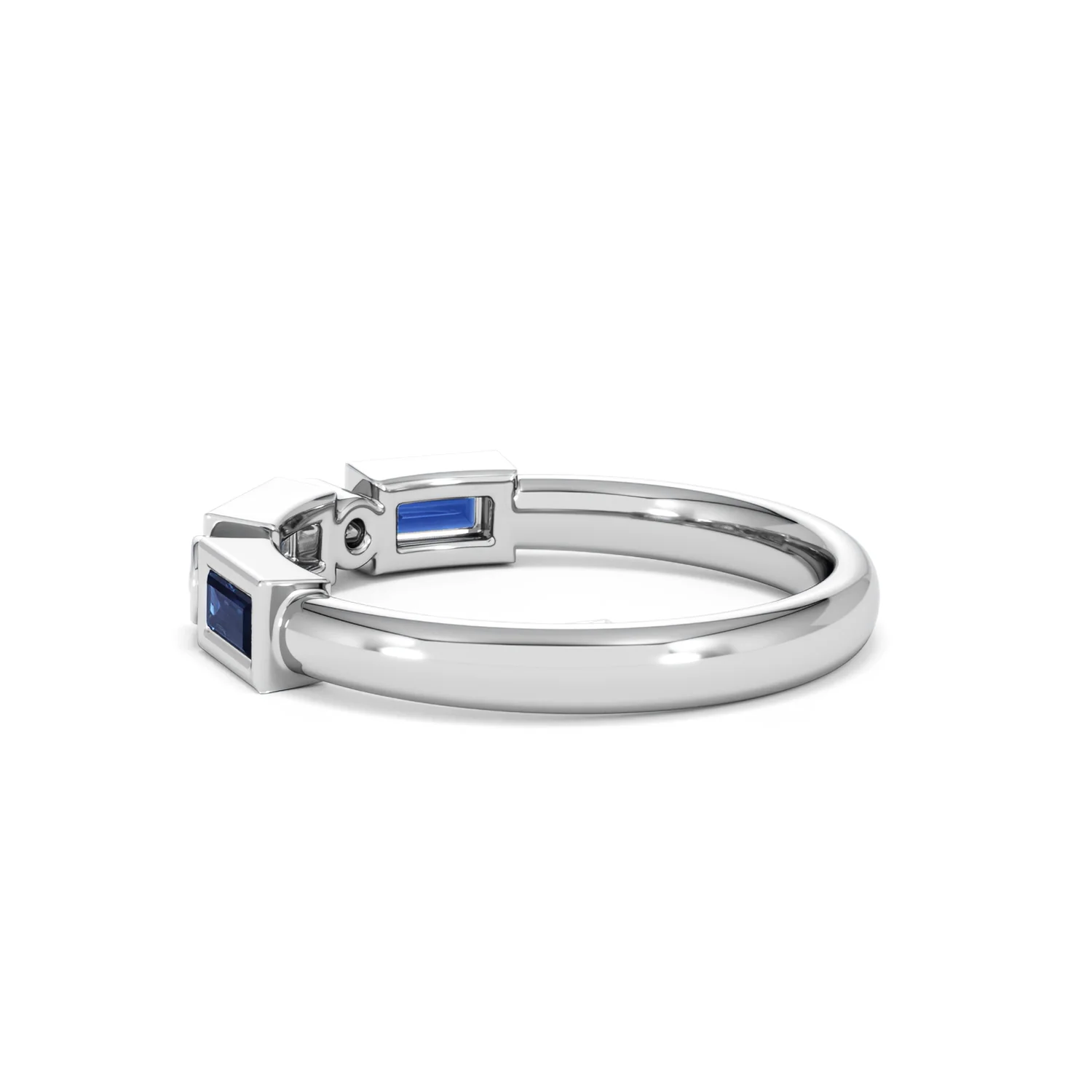 Forme 0.48ct Baguette Cut Lab Sapphire 5 Stone Ring in Sterling Silver - Image 62