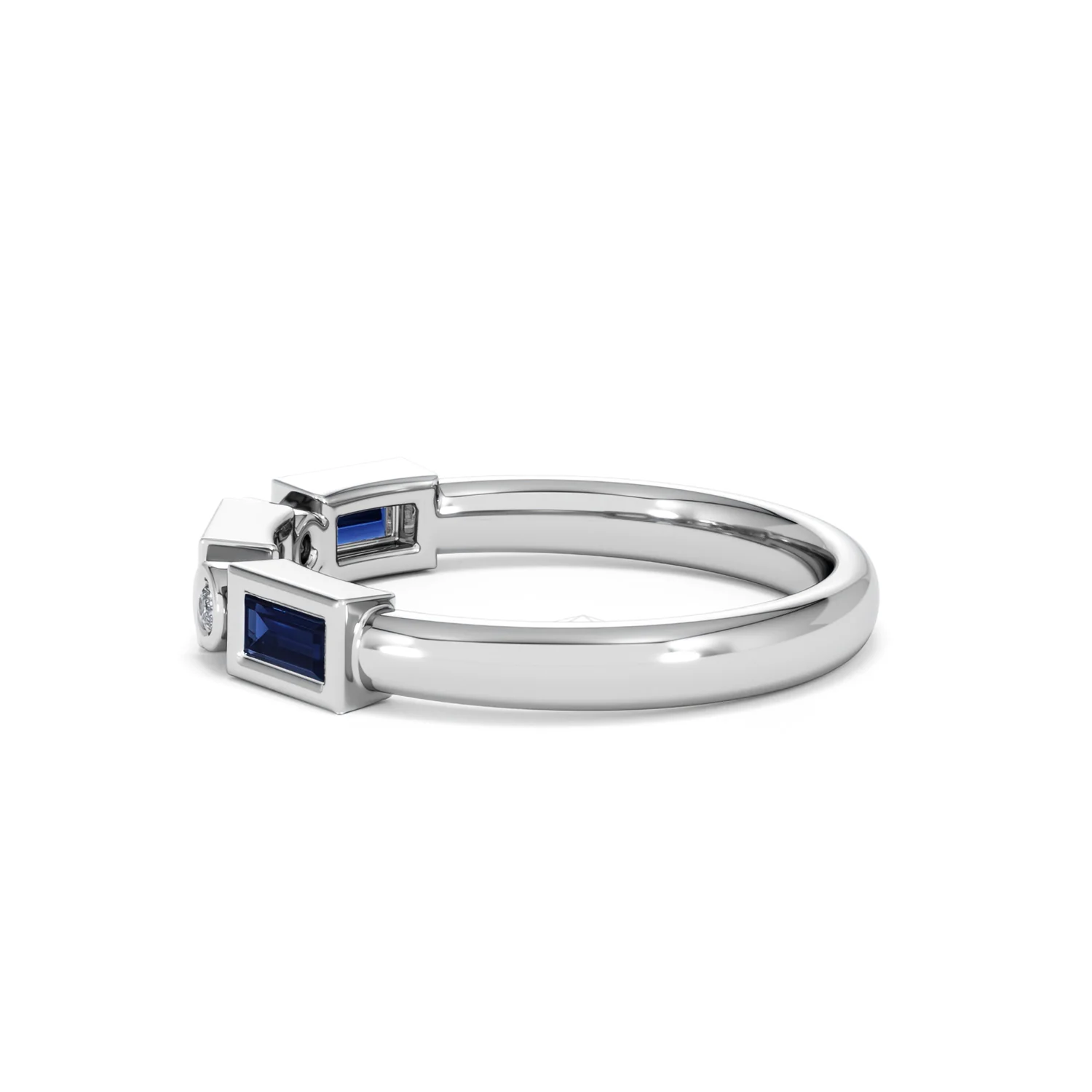 Forme 0.48ct Baguette Cut Lab Sapphire 5 Stone Ring in Sterling Silver - Image 66