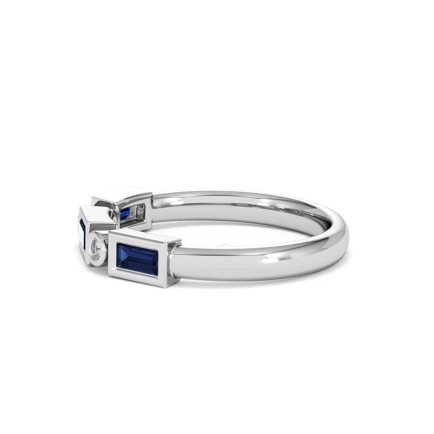 Forme 0.48ct Baguette Cut Lab Sapphire 5 Stone Ring in Sterling Silver - Image 69