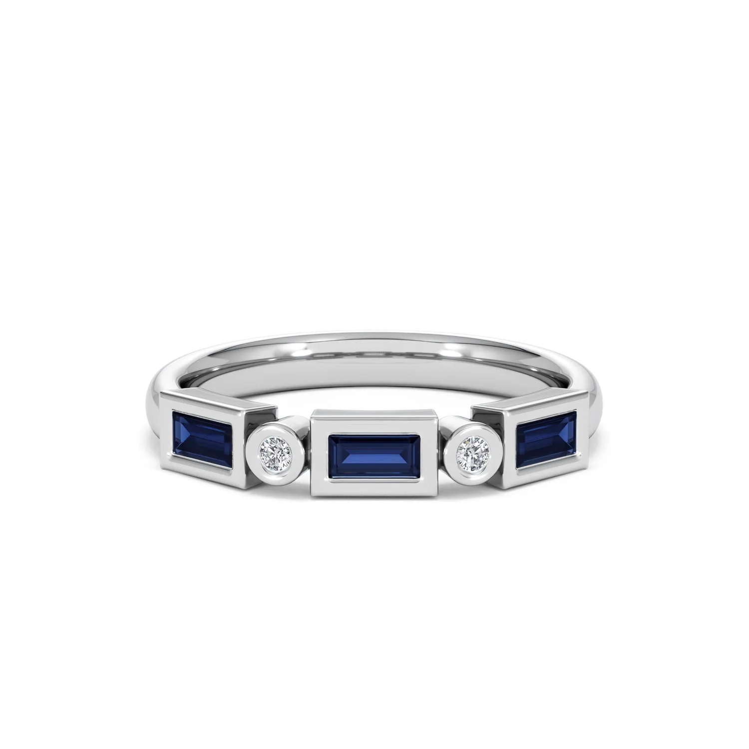 Forme 0.48ct Baguette Cut Lab Sapphire 5 Stone Ring in Sterling Silver - Image 7