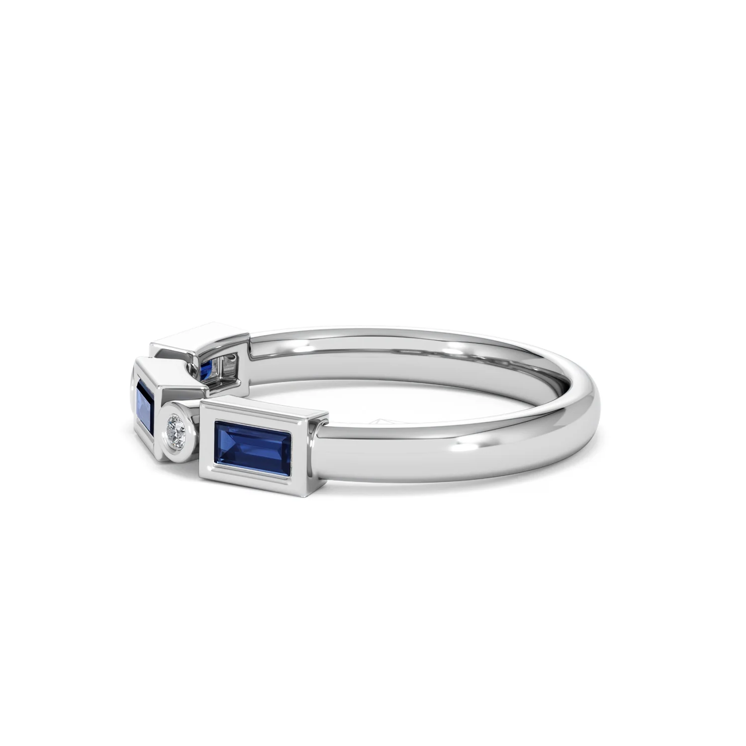 Forme 0.48ct Baguette Cut Lab Sapphire 5 Stone Ring in Sterling Silver - Image 70